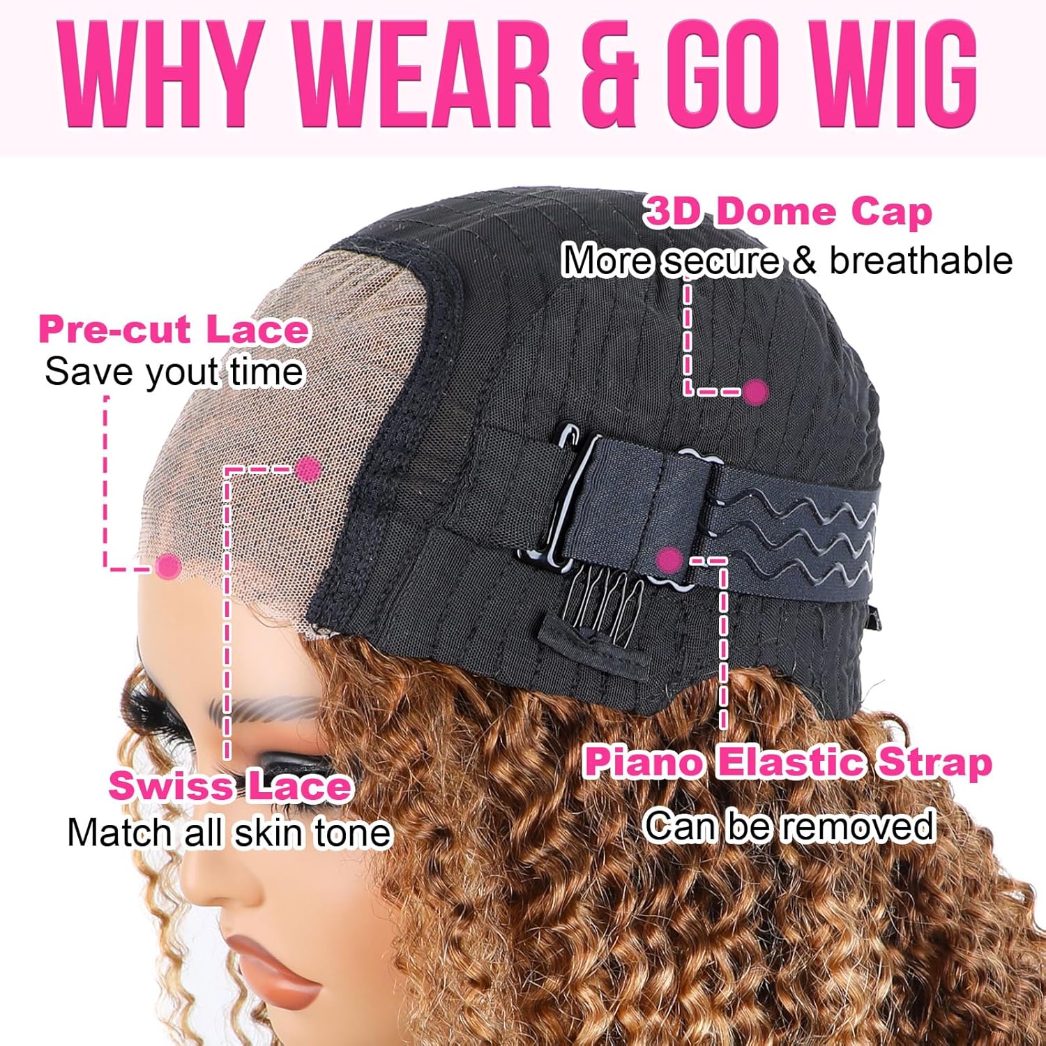 16 Inch Highlight Blonde Curly Bob Wig Human Hair Water Wave 200% Density - Image 4