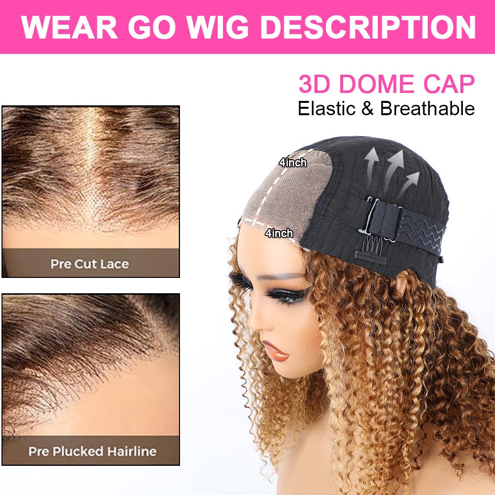 16 Inch Highlight Blonde Curly Bob Wig Human Hair Water Wave 200% Density - Image 5