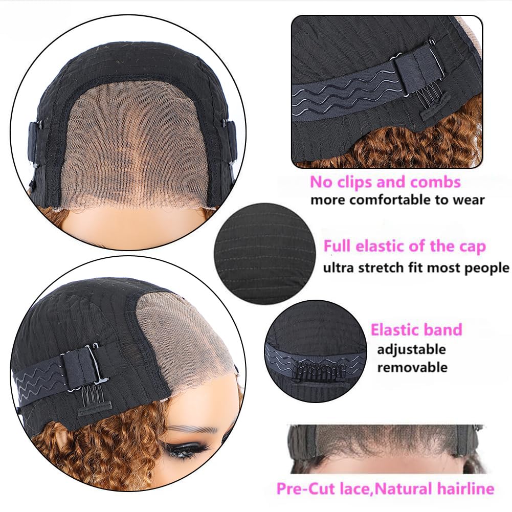 16 Inch Highlight Blonde Curly Bob Wig Human Hair Water Wave 200% Density - Image 6