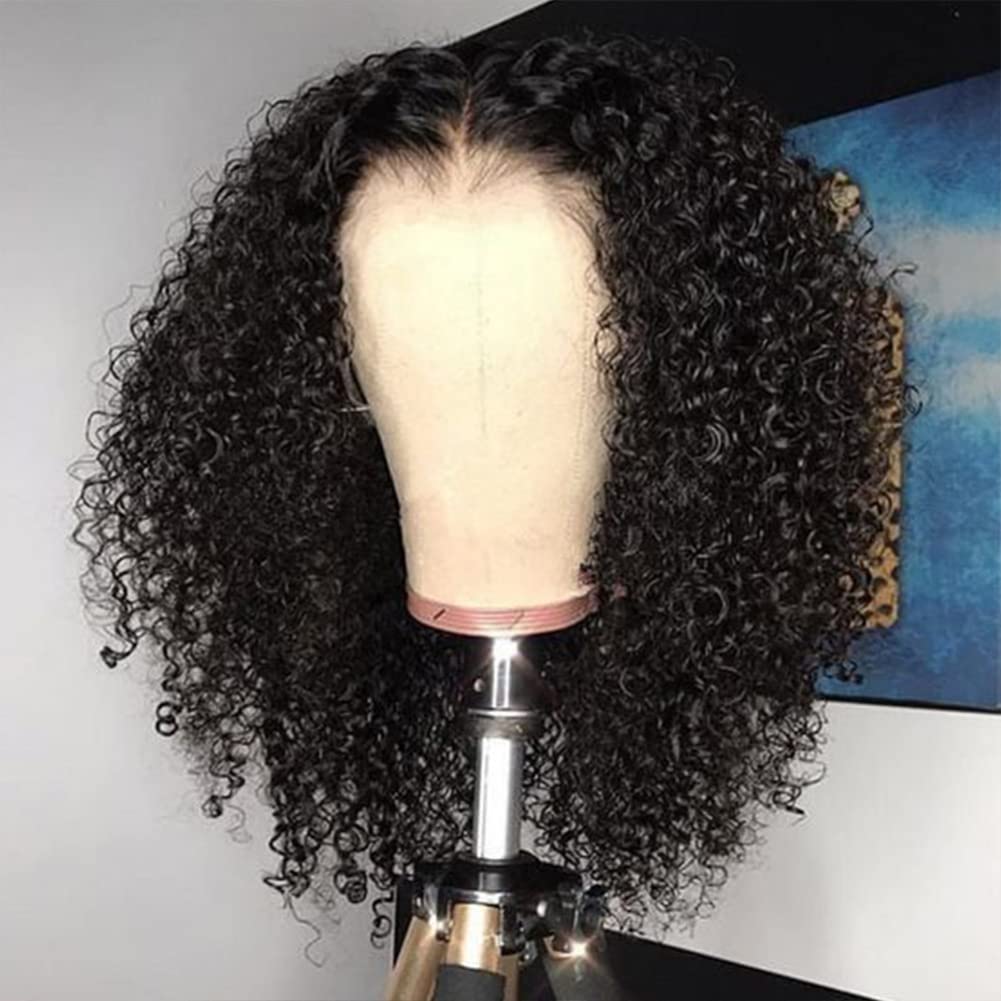 16 Inch Kinky Curly Human Hair Glueless Lace Front Wig with Baby Hair - Image 3