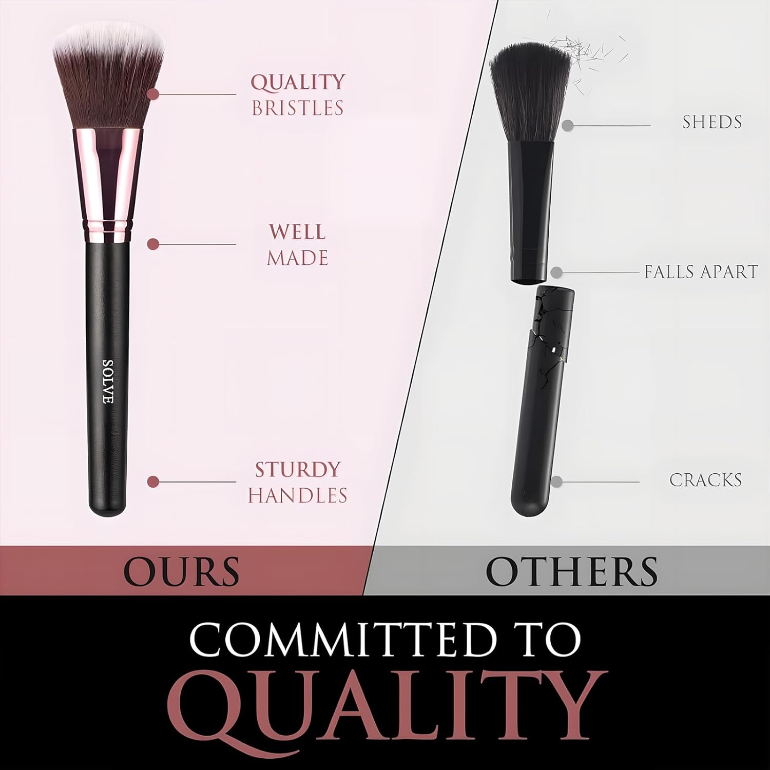 16-Piece Professional Makeup Brush Set with Black Travel Case for Foundation, Powder, Eyeshadow - Image 6