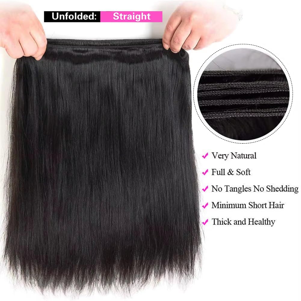 16 Inch Straight 4 Bundles 100% Unprocessed Brazilian Virgin Remy Hair Extensions Natural Black - Image 5
