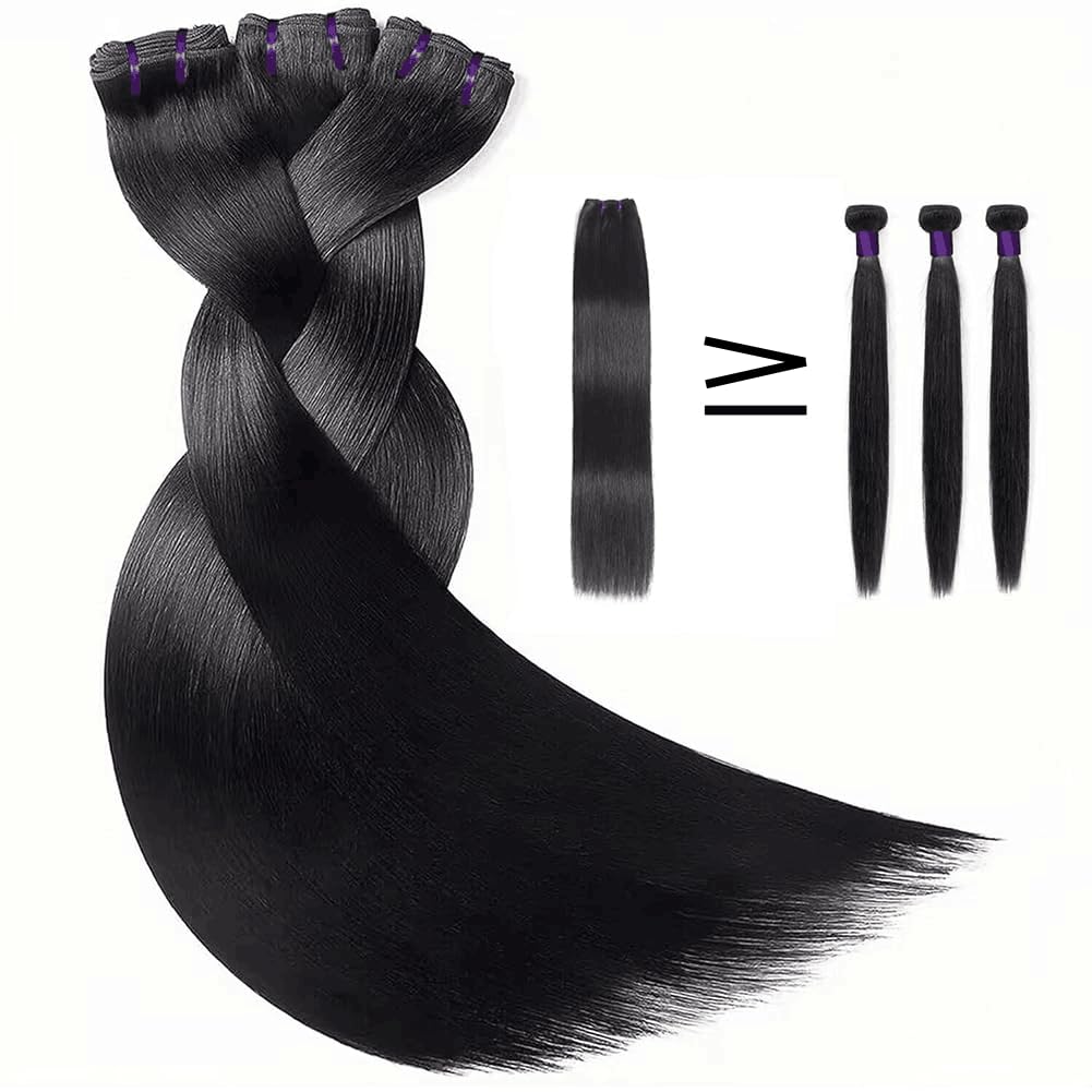 16 Inch Straight 4 Bundles 100% Unprocessed Brazilian Virgin Remy Hair Extensions Natural Black - Image 2