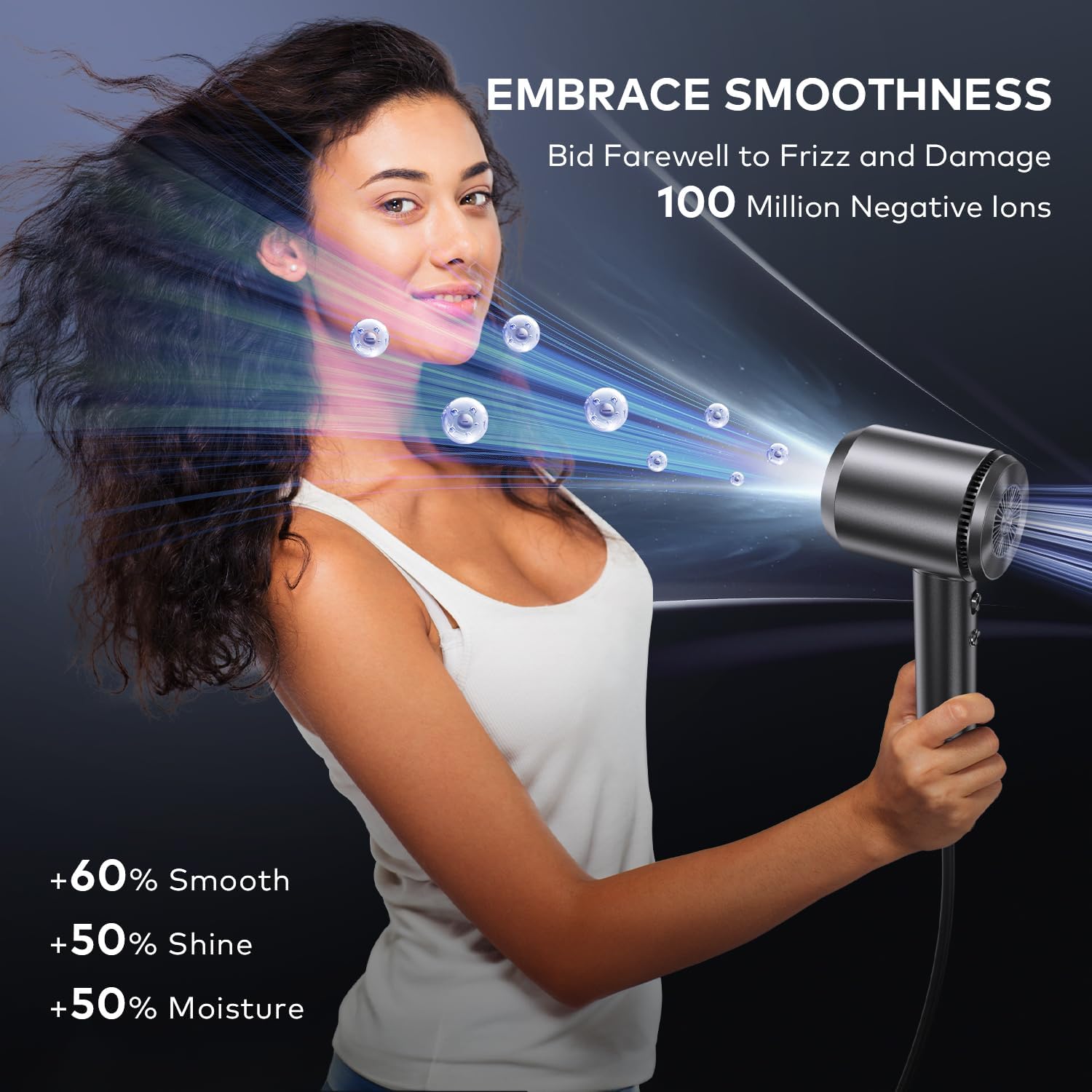 1500W Lightweight Mini Gray Hair Dryer with Diffuser for Travel and Home - Image 4