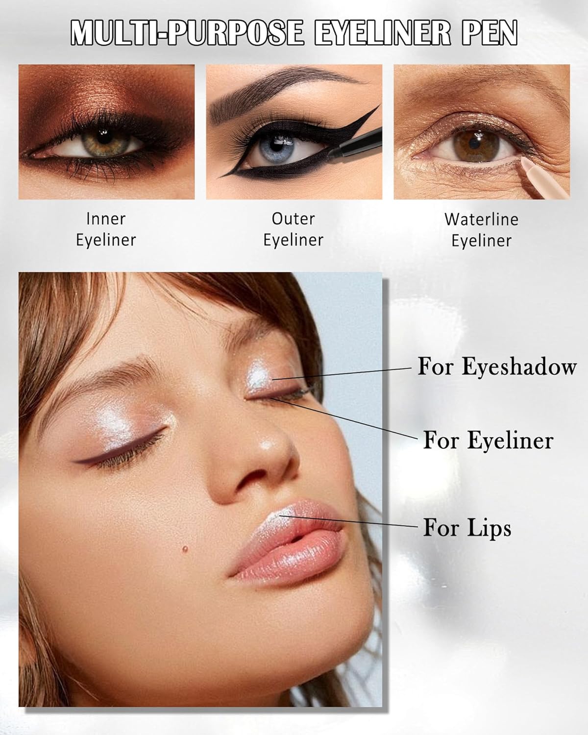 Black Gel Eyeliner Pencil for Sensitive Eyes, Waterproof and Smudge-Proof, 2 Pcs - Image 6