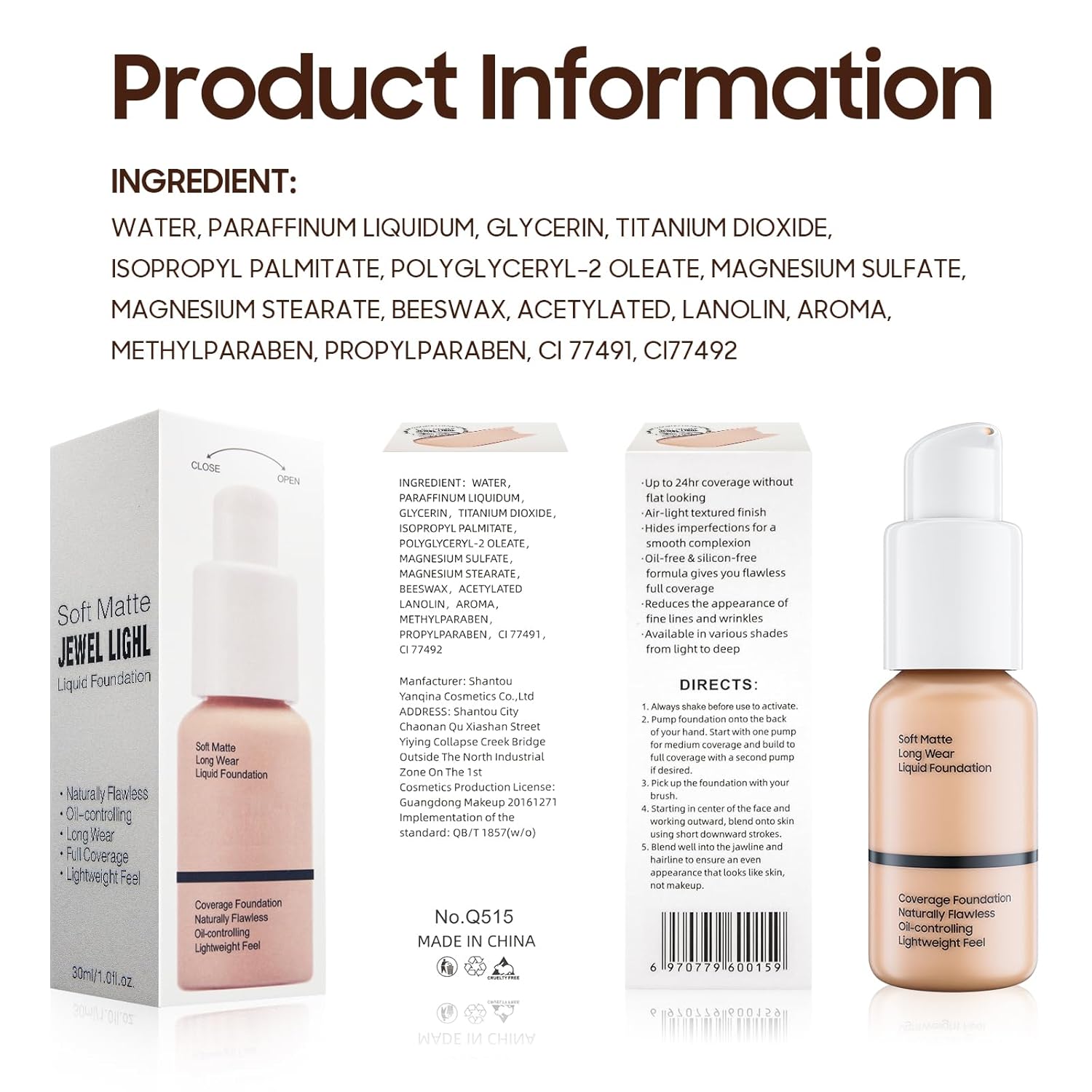 Flawless Full Coverage Matte Liquid Foundation Makeup 1 Fl Oz #103 Warm Peach - Image 9