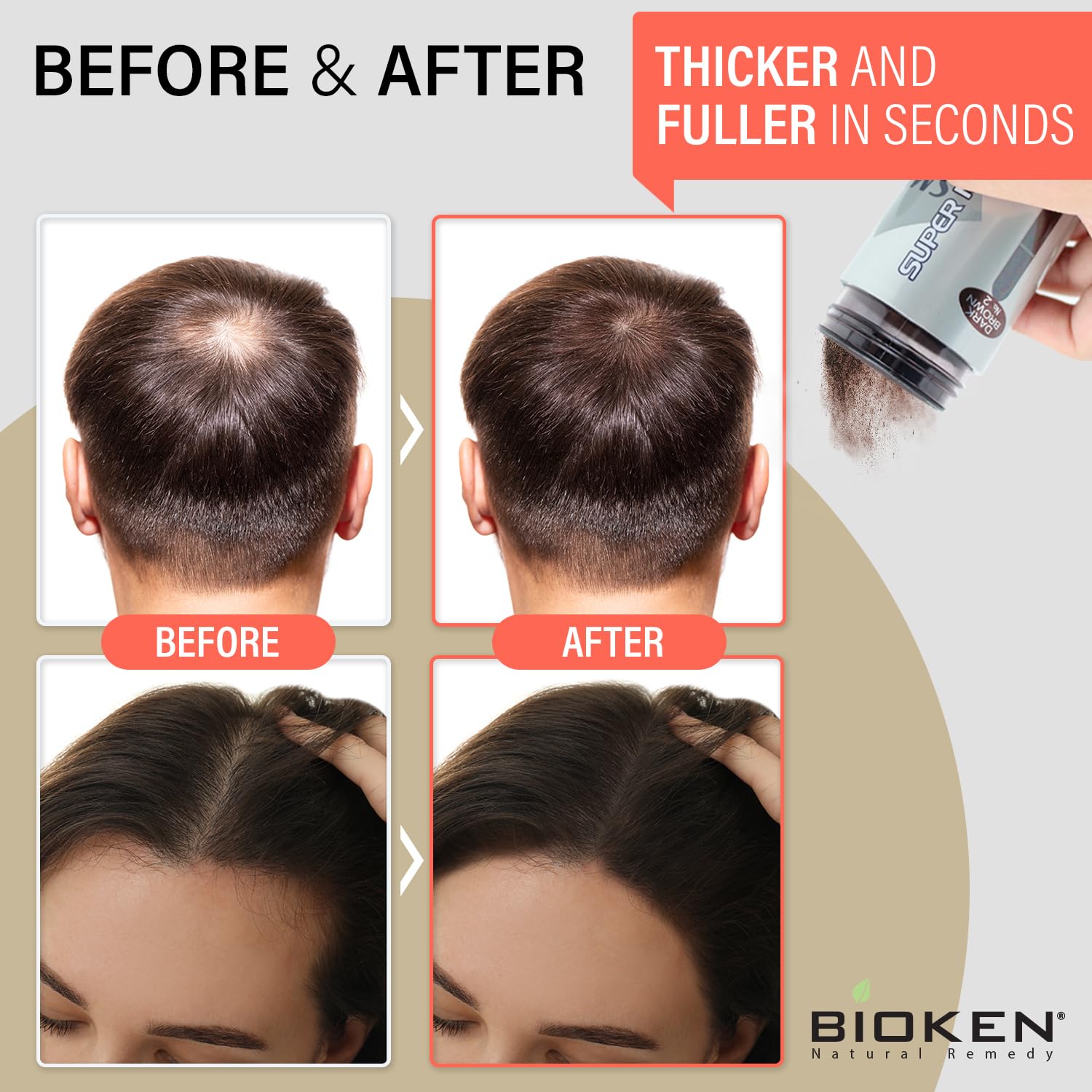 10g Black Natural Hair Thickening Fibers Powder for Thinning Hair Waterproof Sweatproof - Image 6