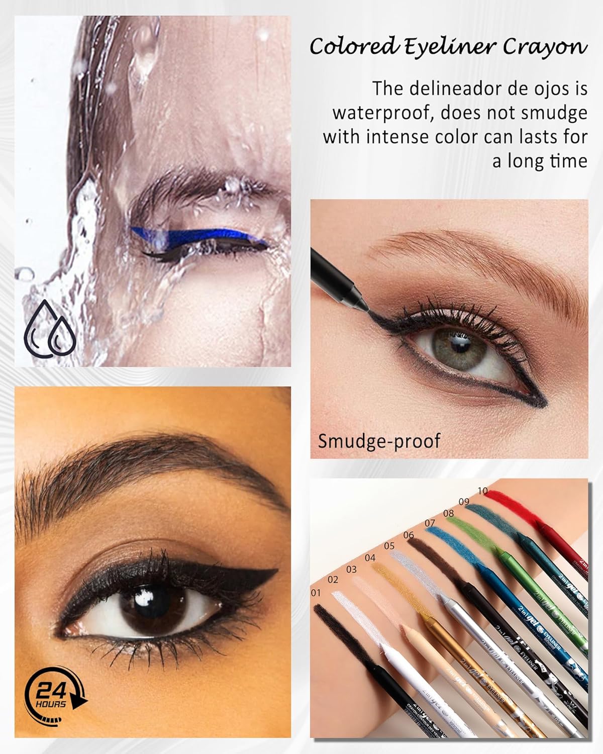 Black Gel Eyeliner Pencil with Sharpener, Waterproof Smudge-Proof, Long Lasting, Matte Finish - Image 3
