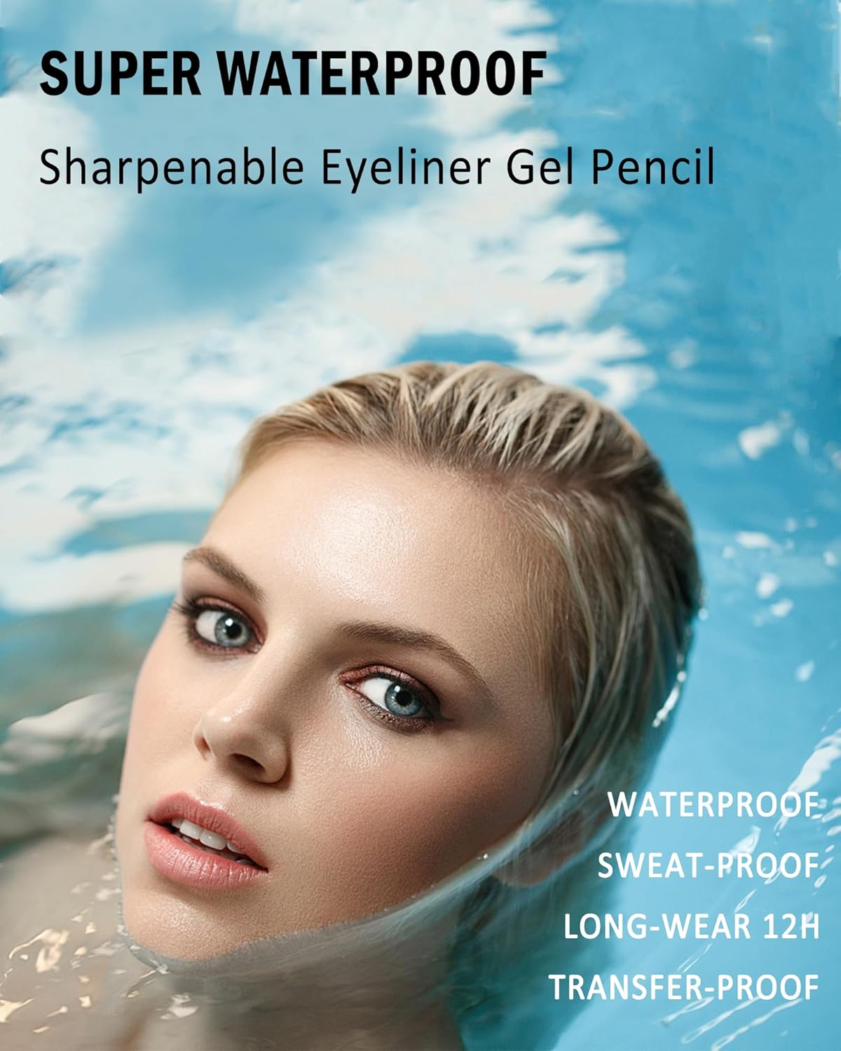 Black Gel Eyeliner Pencil with Sharpener, Waterproof Smudge-Proof, Long Lasting, Matte Finish - Image 5