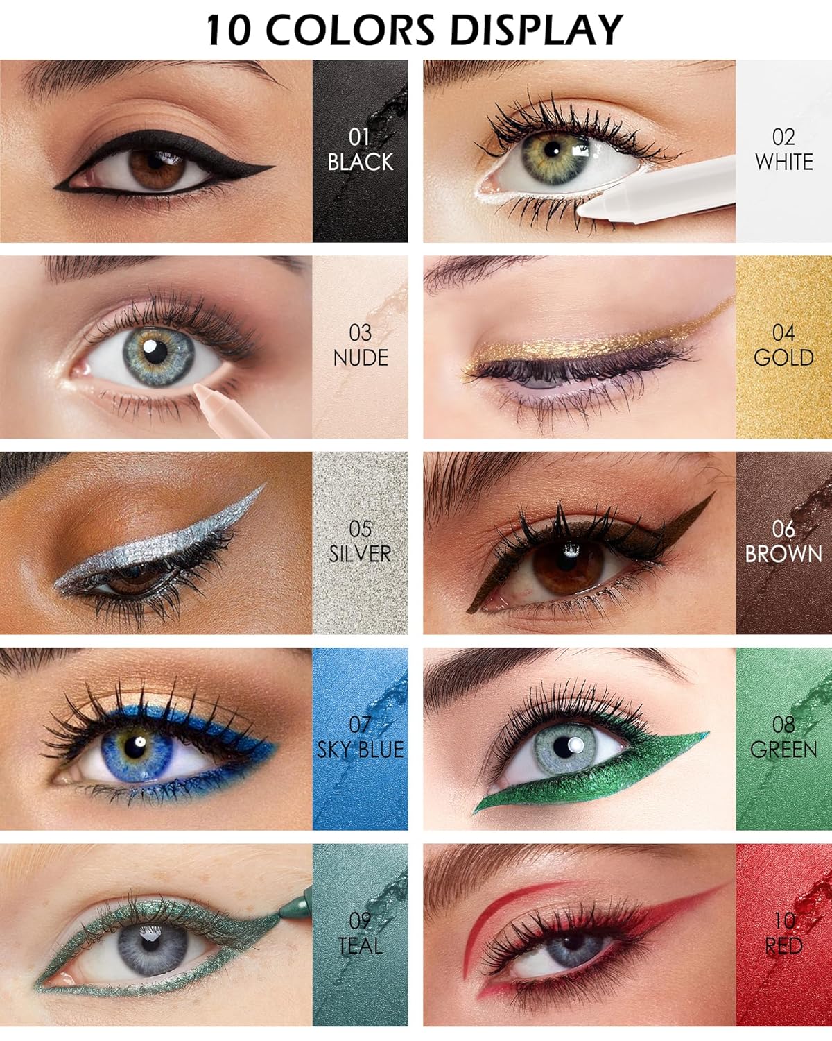 Black Gel Eyeliner Pencil with Sharpener, Waterproof Smudge-Proof, Long Lasting, Matte Finish - Image 6