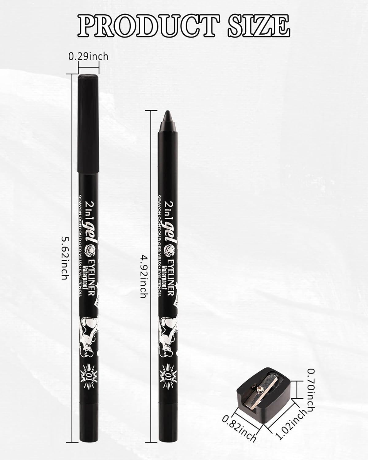 Black Gel Eyeliner Pencil with Sharpener, Waterproof Smudge-Proof, Long Lasting, Matte Finish - Image 7