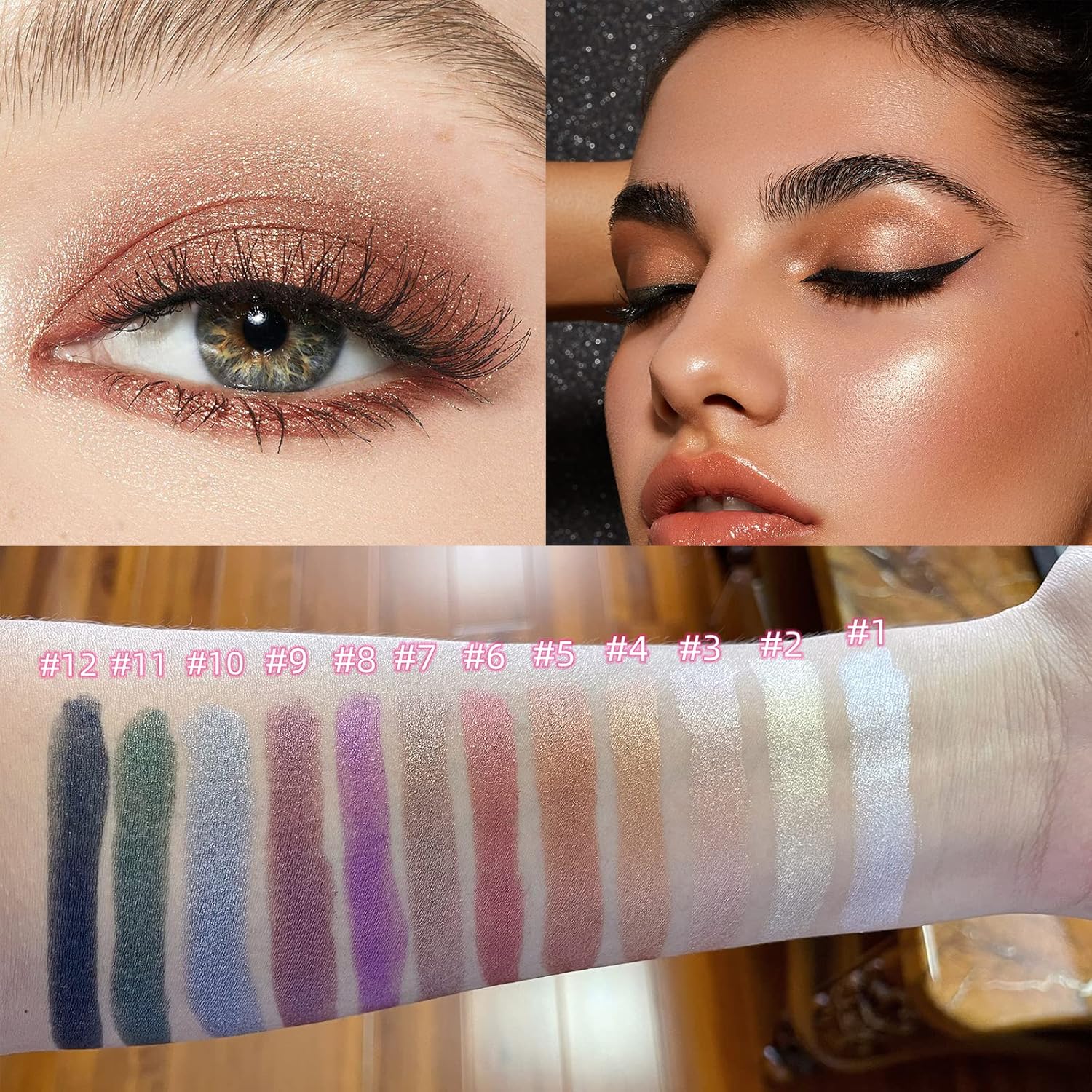 3 Piece Waterproof Cream Eyeshadow Sticks Set Soft Smudger Green Silver Blue - Image 5