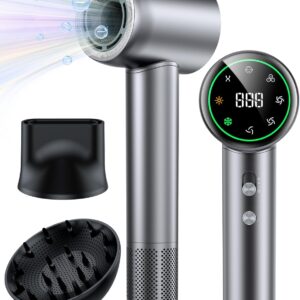 Hair Dryer,160000 RPM High Speed Blow Dryer with 200 Million Negative Ionic, Low Noise Thermo-Control Professional Hair Dryer with Diffuser and Nozzle,Portable Hair Blow Dryer for Home Travel