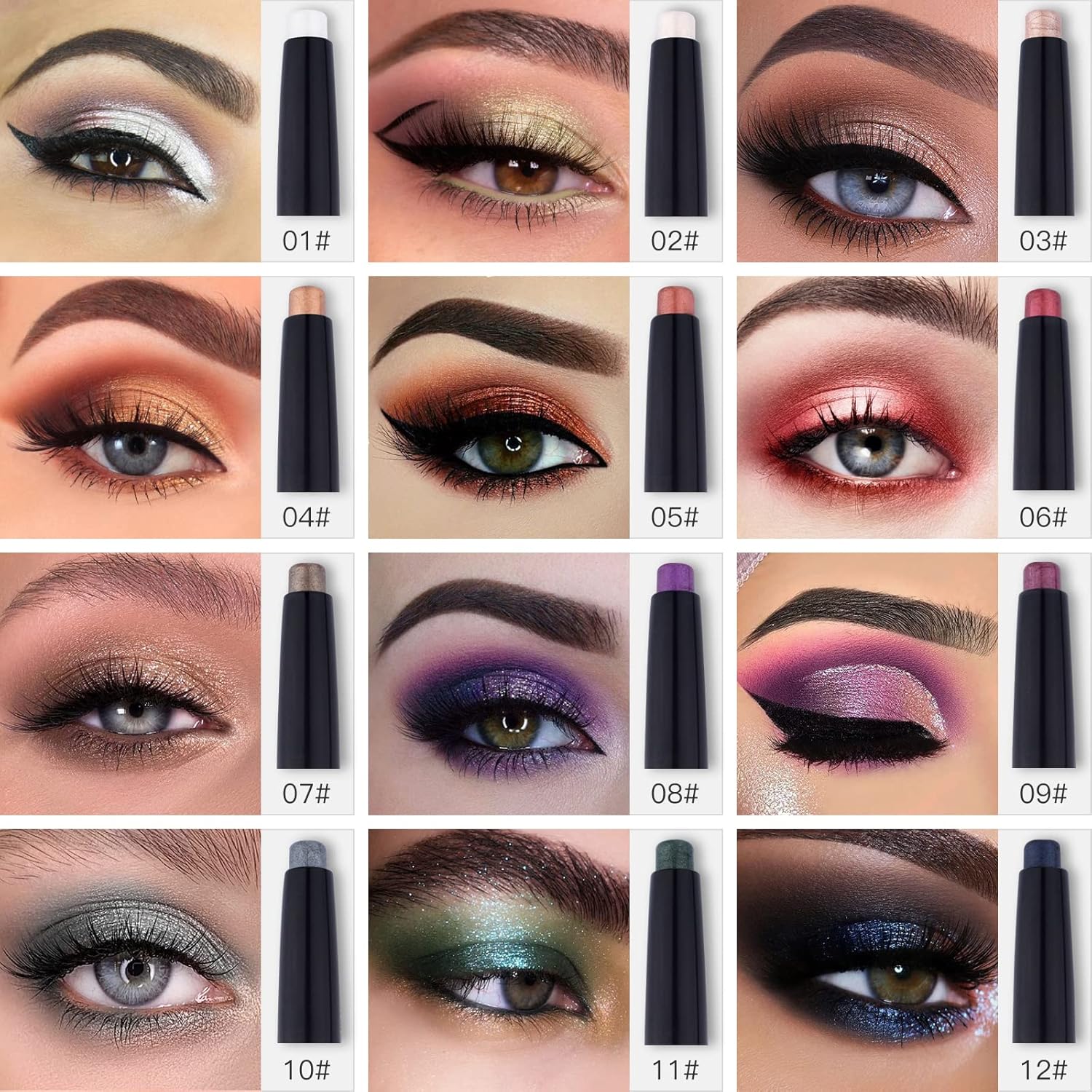 Violet Shimmer Rotatable Cream Eye Shadow Stick with Soft Brush Applicator - Image 4