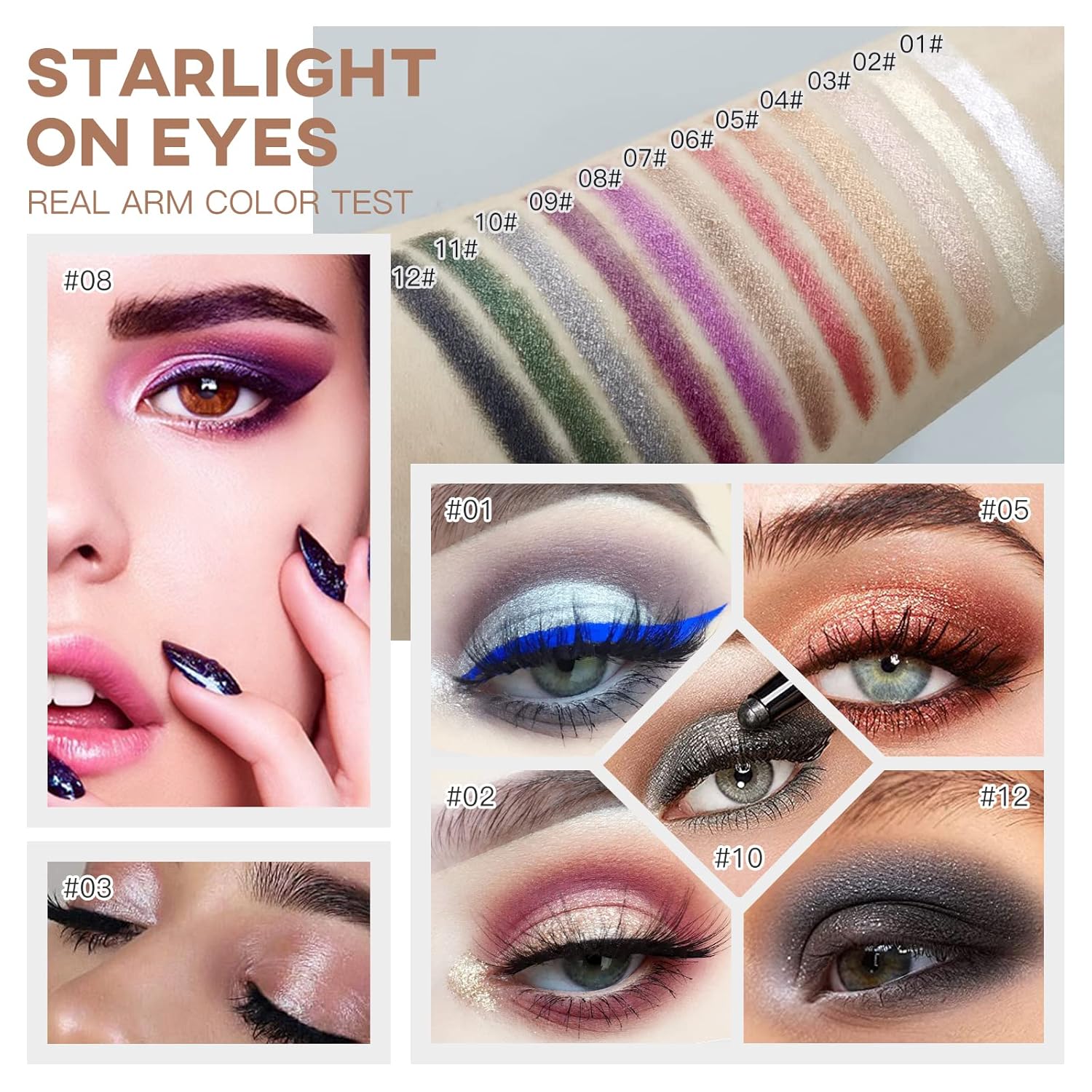 Violet Shimmer Rotatable Cream Eye Shadow Stick with Soft Brush Applicator - Image 5