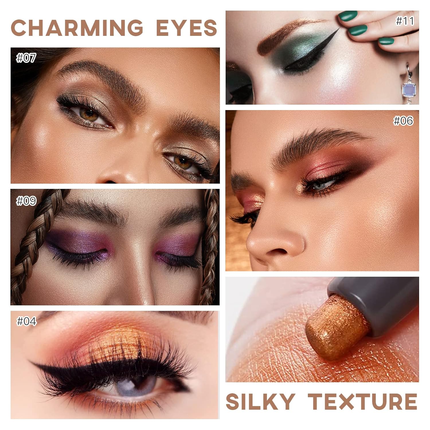 Violet Shimmer Rotatable Cream Eye Shadow Stick with Soft Brush Applicator - Image 6