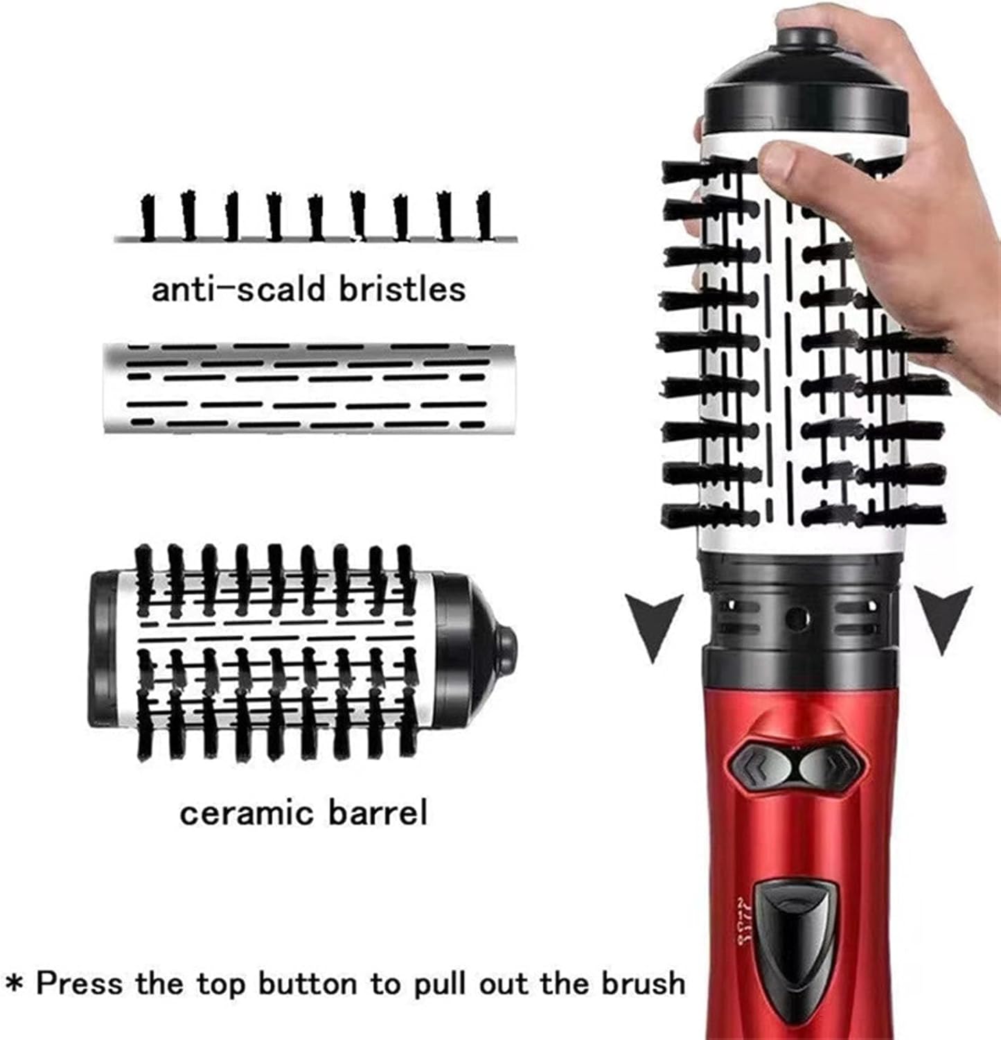 Gold 3-in-1 Hot Air Styler Rotating Hair Dryer with 2 Brushes for Straightening Curling - Image 5