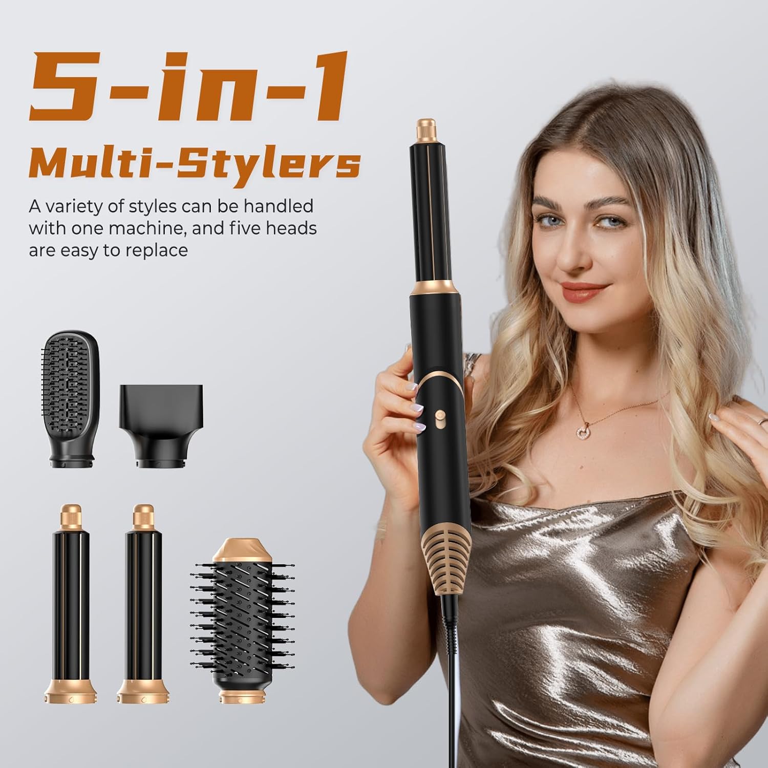 5-in-1 Detachable Ionic Blow Dryer Brush Hot Air Volumizer Styler for Women - Image 2
