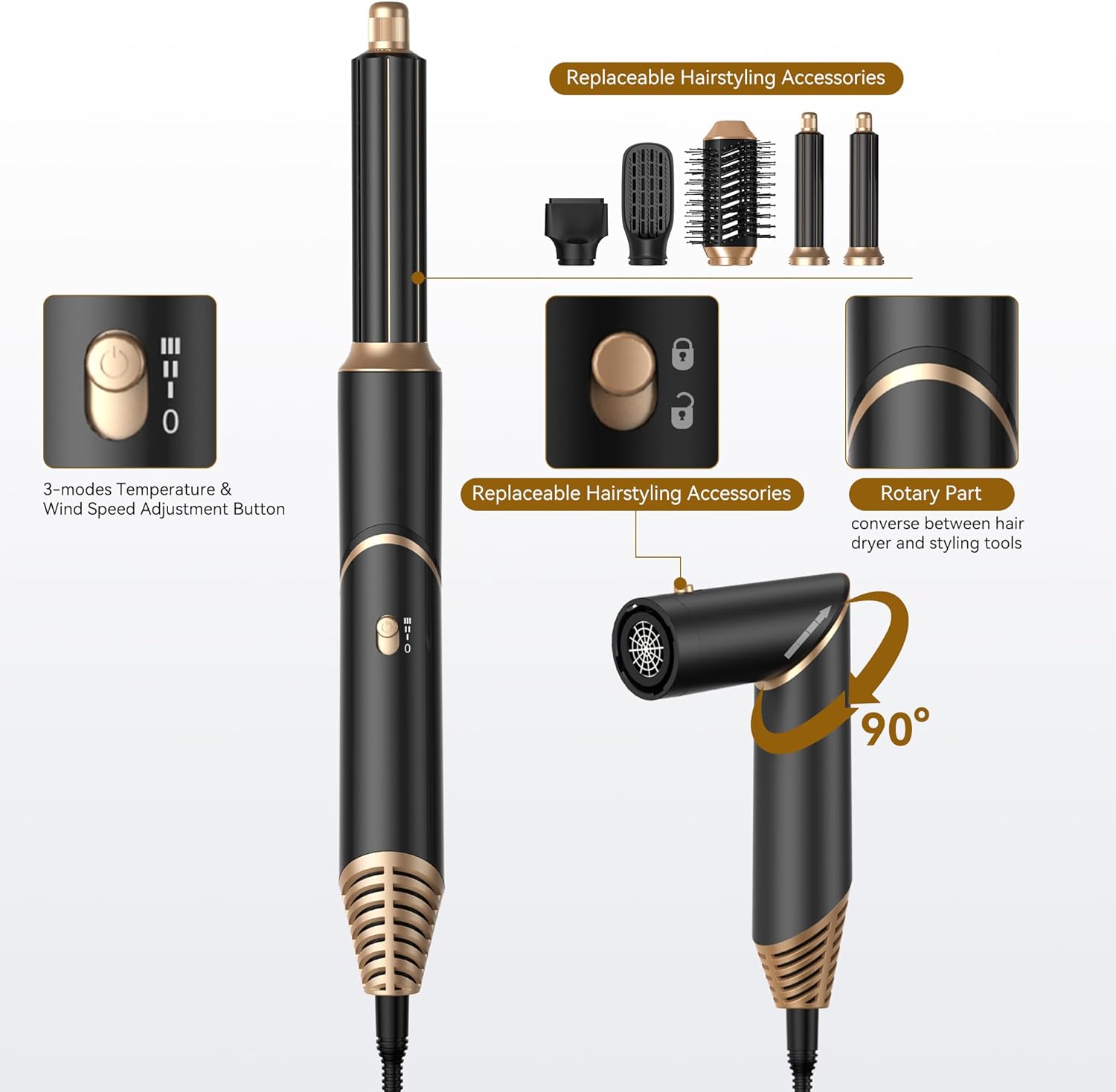 5-in-1 Detachable Ionic Blow Dryer Brush Hot Air Volumizer Styler for Women - Image 8