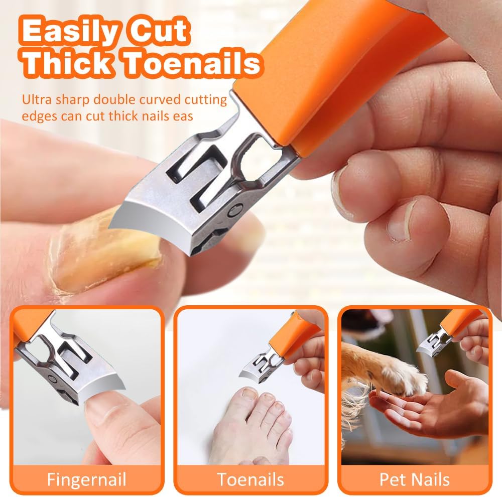 Wide Jaw Opening Slanted Nail Clipper for Fingernails and Toenails, Black - Image 5
