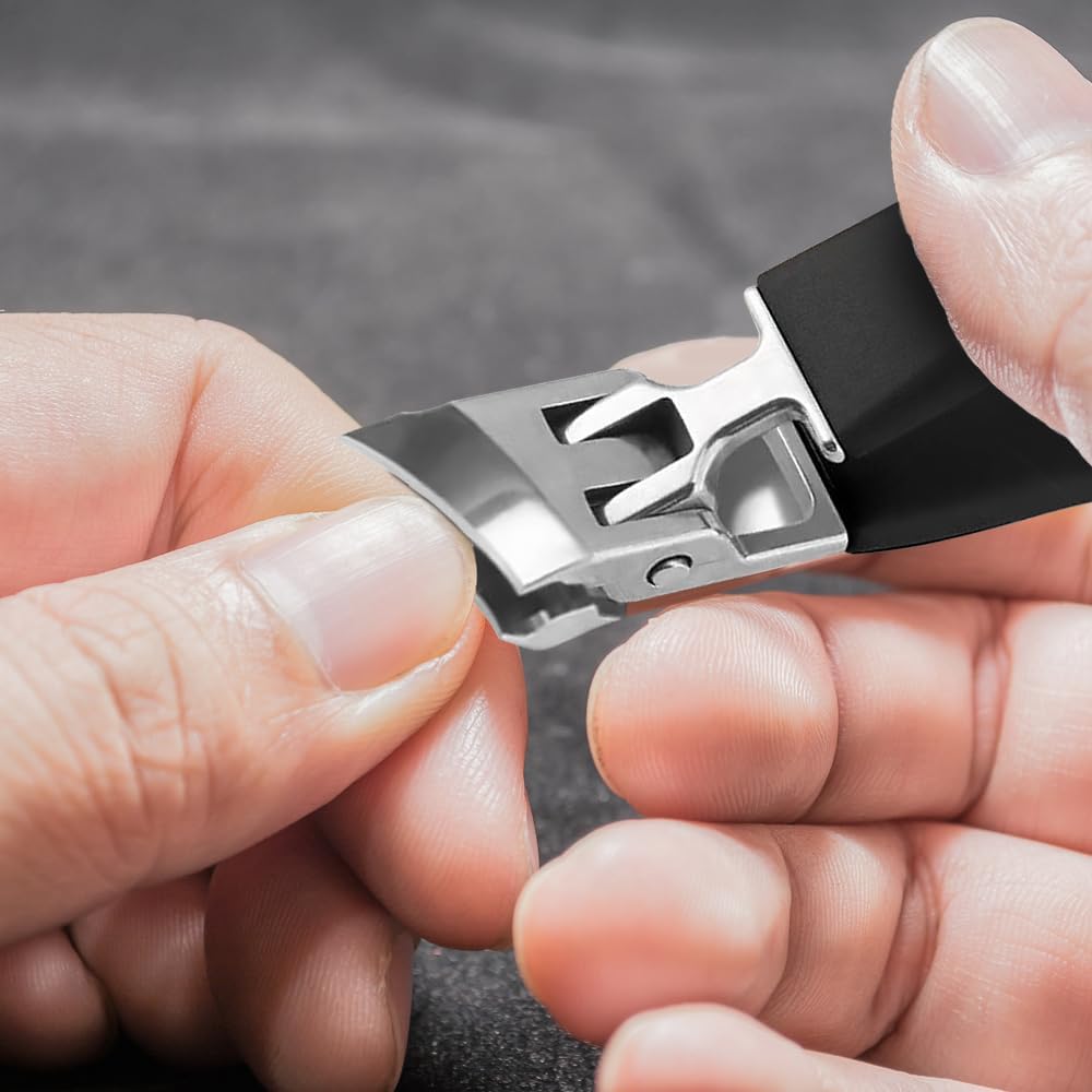 Wide Jaw Opening Slanted Nail Clipper for Fingernails and Toenails, Black - Image 7