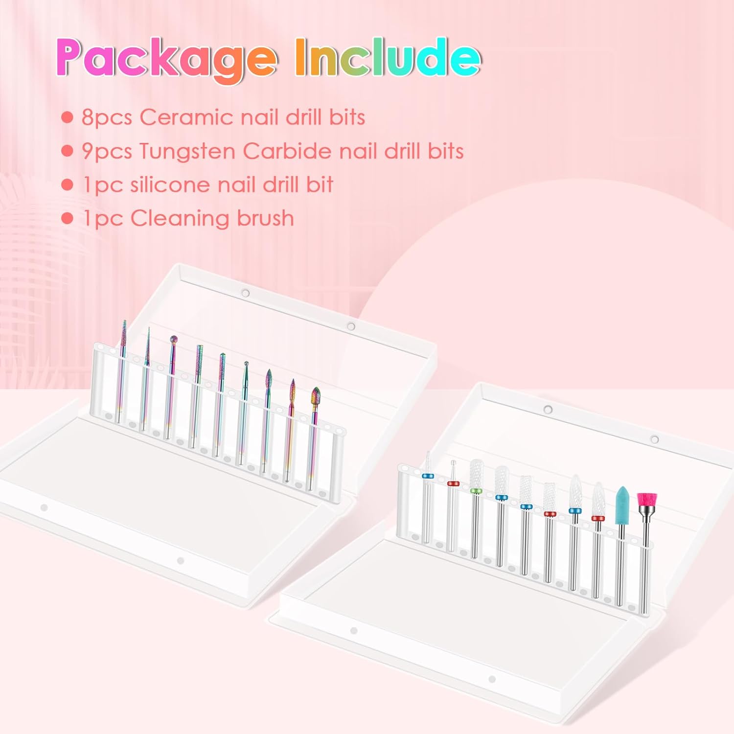 19-Piece Nail Drill Bits Set, 3/32 Inch Carbide and Ceramic for Electric Nail File - Image 7