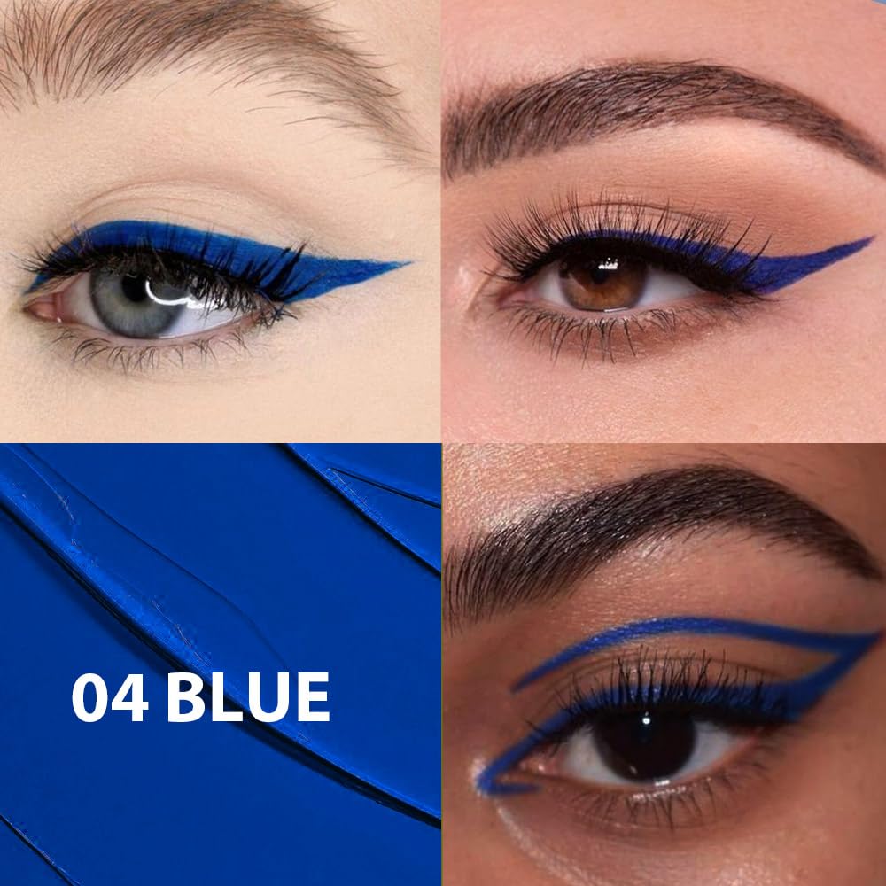 1Pc Blue Waterproof Liquid Eyeliner Set, Long Lasting Ultra-Fine Colorful Eye Liner - Image 3