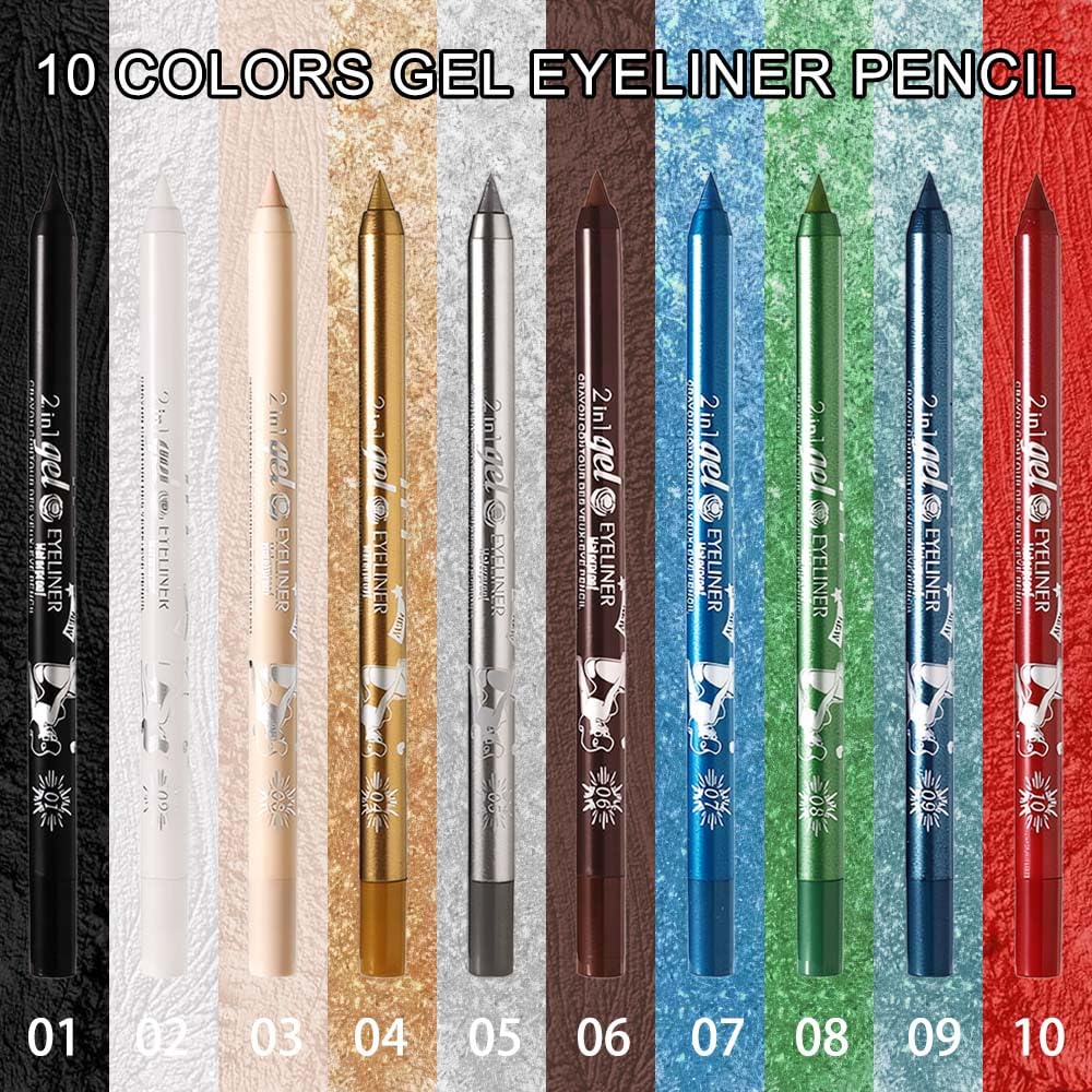 1Pcs Gold Gel Glitter Eyeliner Pencil Set for Women Waterproof Smudge Proof Makeup - Image 5