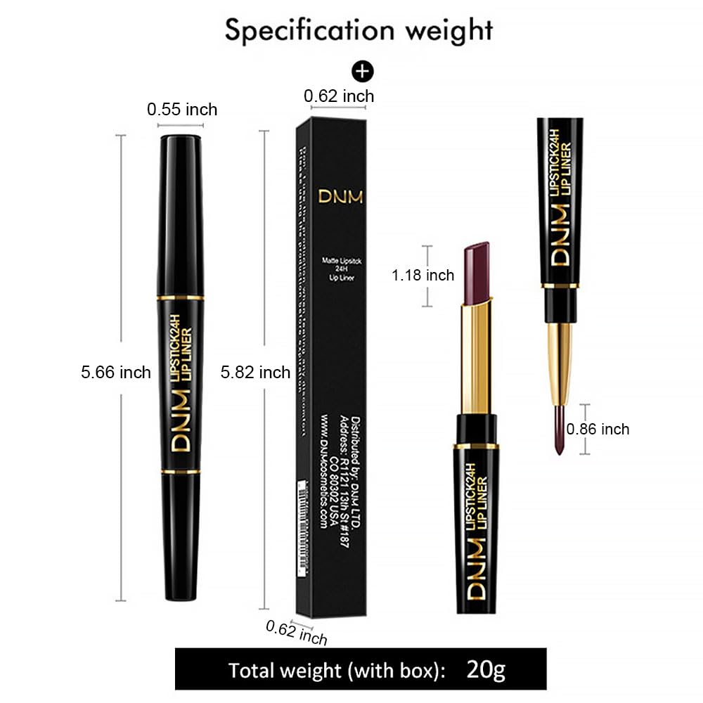 2-in-1 Dark Burgundy Matte Lip Liner and Lipstick Set 09 Combo 24H Waterproof Smudge Proof - Image 4