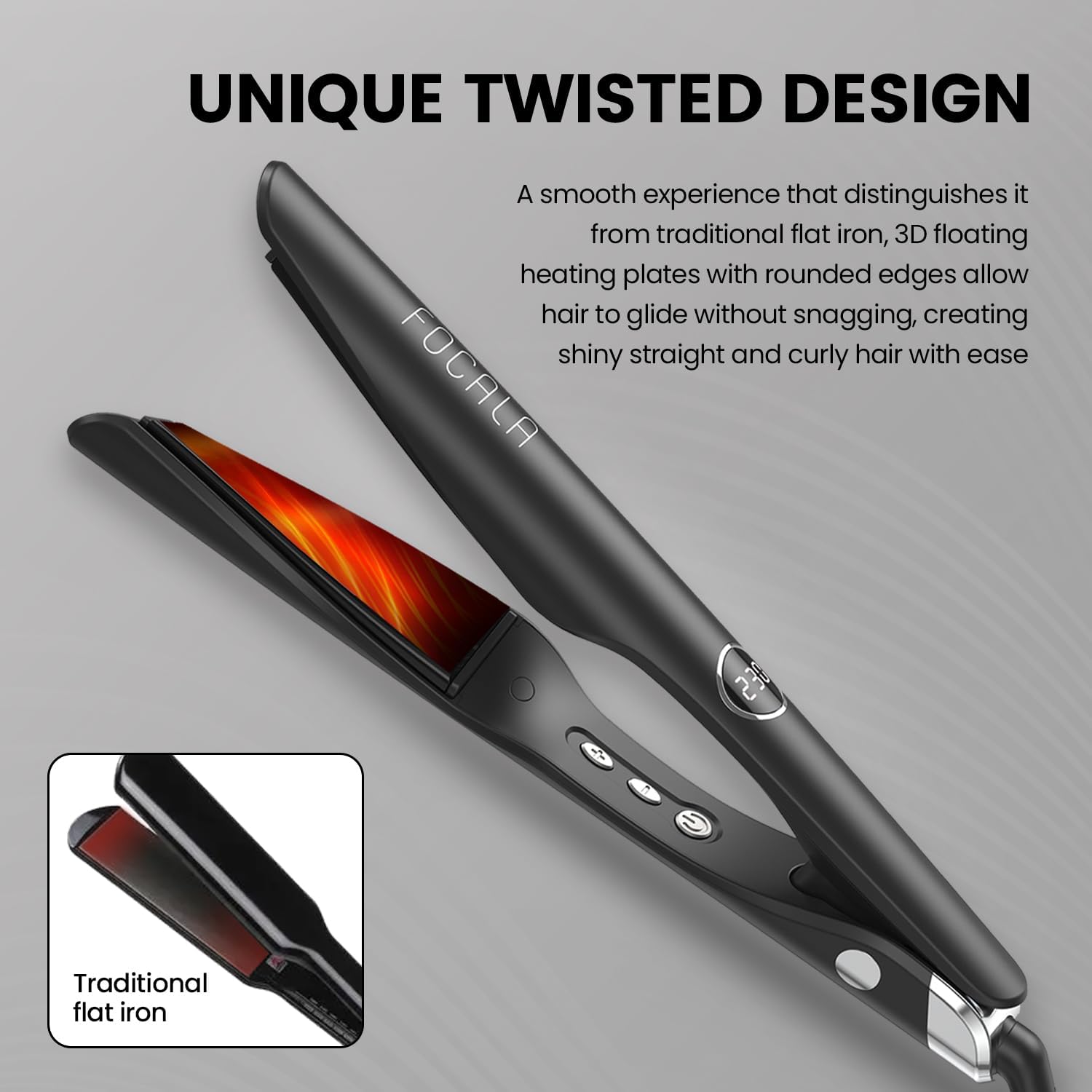 2 in 1 Flat Iron Curling Iron Hair Straightener Curler 1 Inch for Waves Curls - Image 3