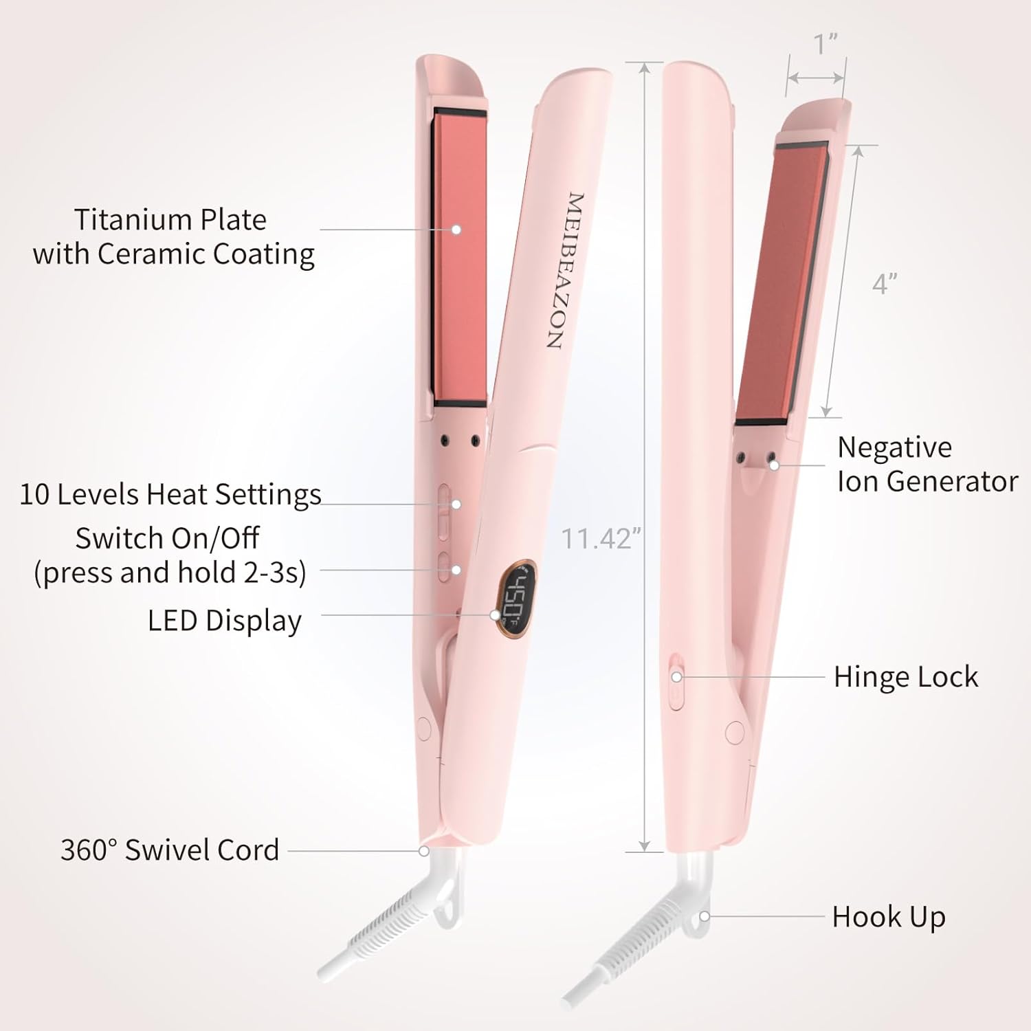 2-in-1 Ceramic Flat Iron Hair Straightener and Curler, Dual Voltage, Auto Shut-Off, 1-Inch Plates - Image 6