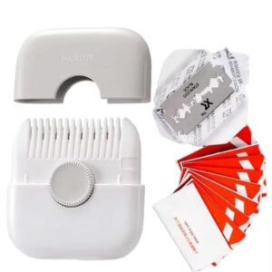 2 in 1 Hair Trimmer with 10 Replacement Blades, Razor Comb, and Sharp Double Edge Cutting Comb (White)