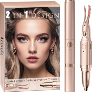 2 in 1 Heated Eyelash Curlers and Eyebrow Trimmer for Women, Electric Eyelash Curler with 2 Temperature Modes Anti-Burn USB Rechargeable Heated Eyelash Curler, Ideal Gift for Women J57