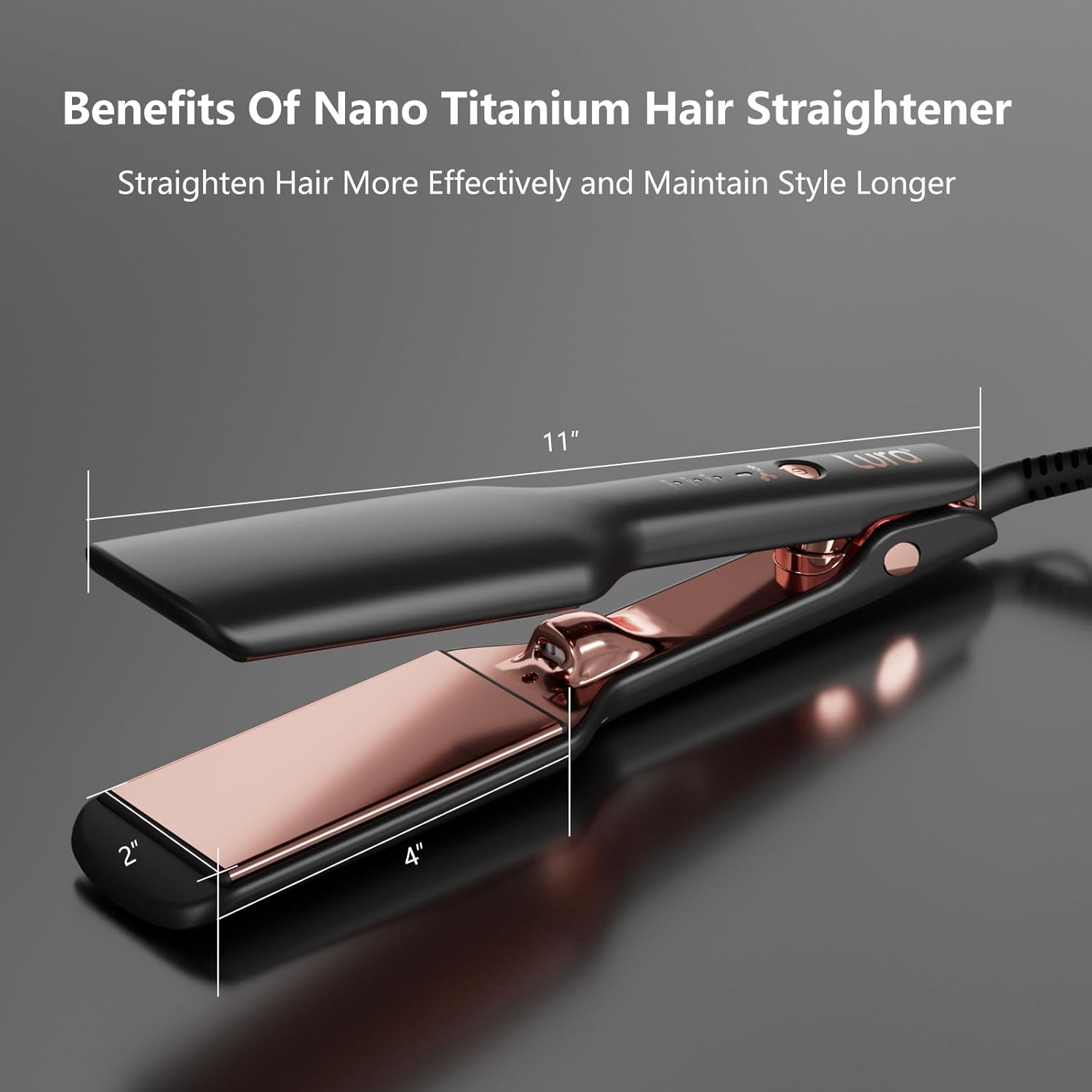 2 Inch Nano Titanium Ionic Flat Iron for Thick Black Hair Dual Voltage Straightener - Image 2