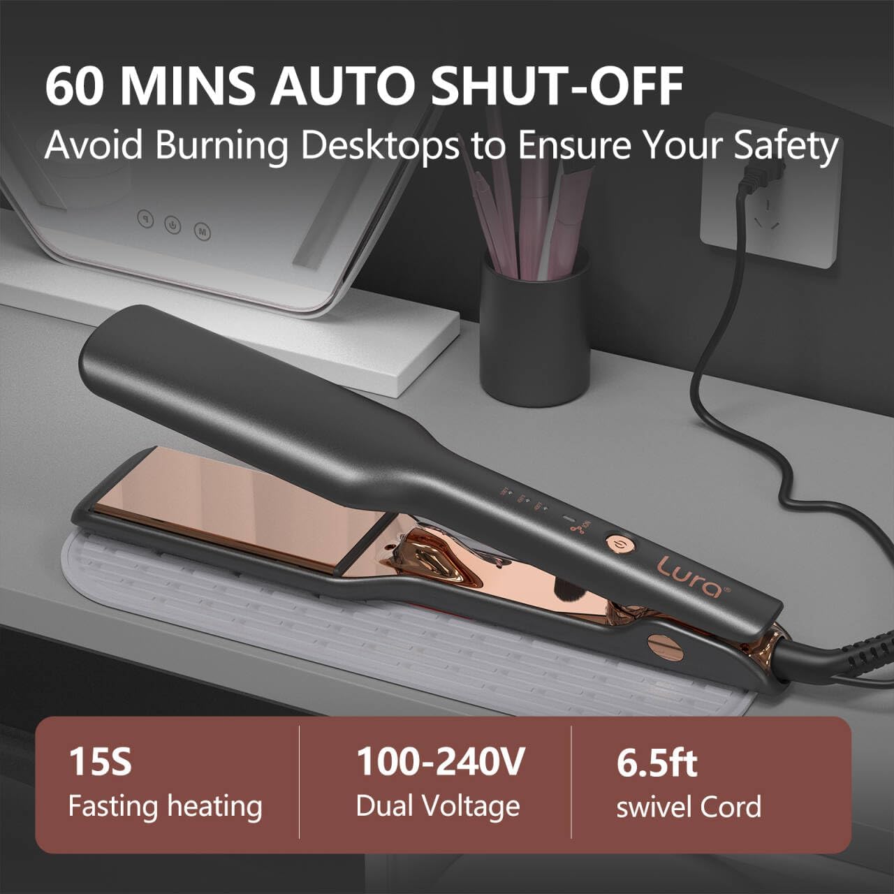 2 Inch Nano Titanium Ionic Flat Iron for Thick Black Hair Dual Voltage Straightener - Image 7