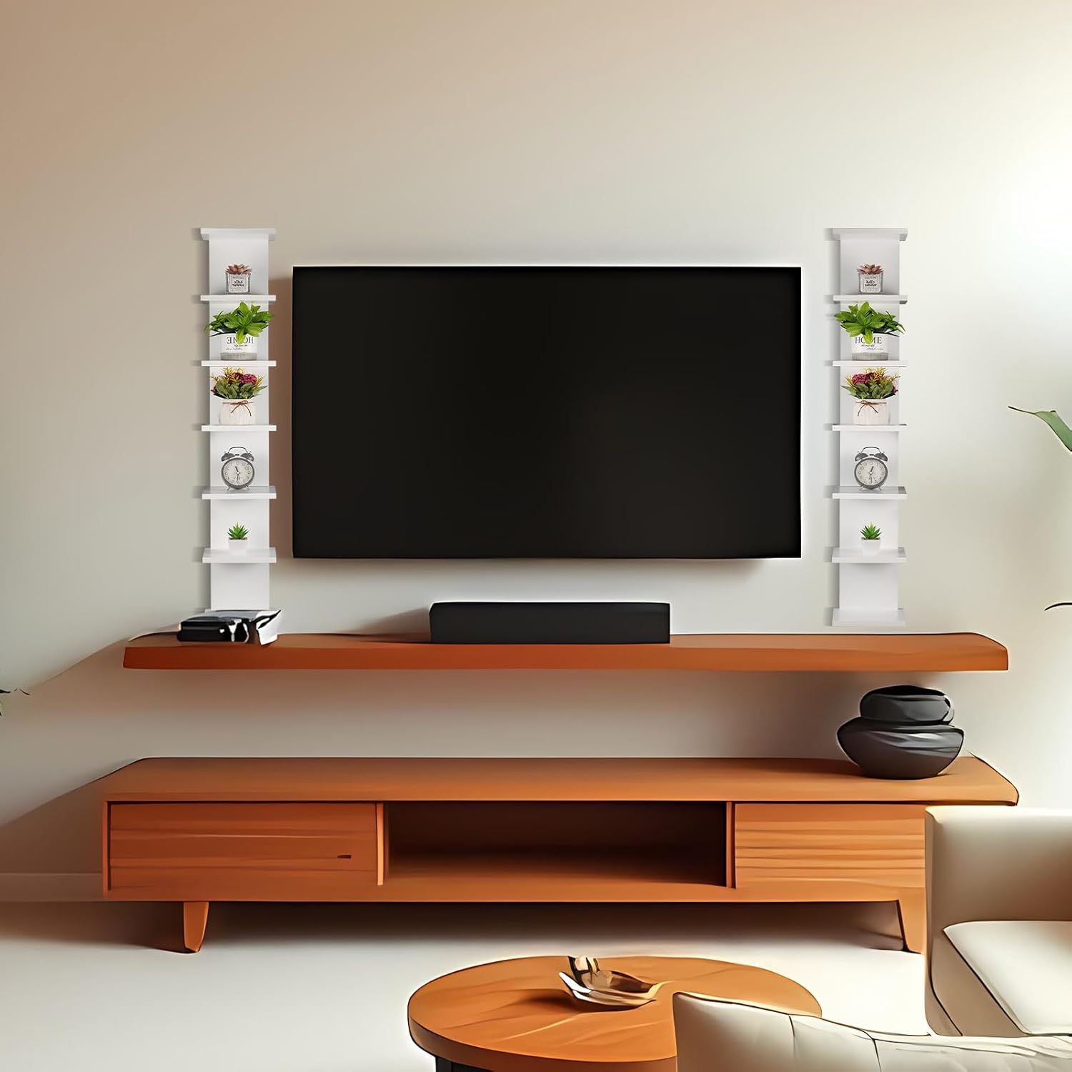2 Pack 43 Inch 7 Tier Floating Wall Shelf for Compact Display and Storage - Image 7