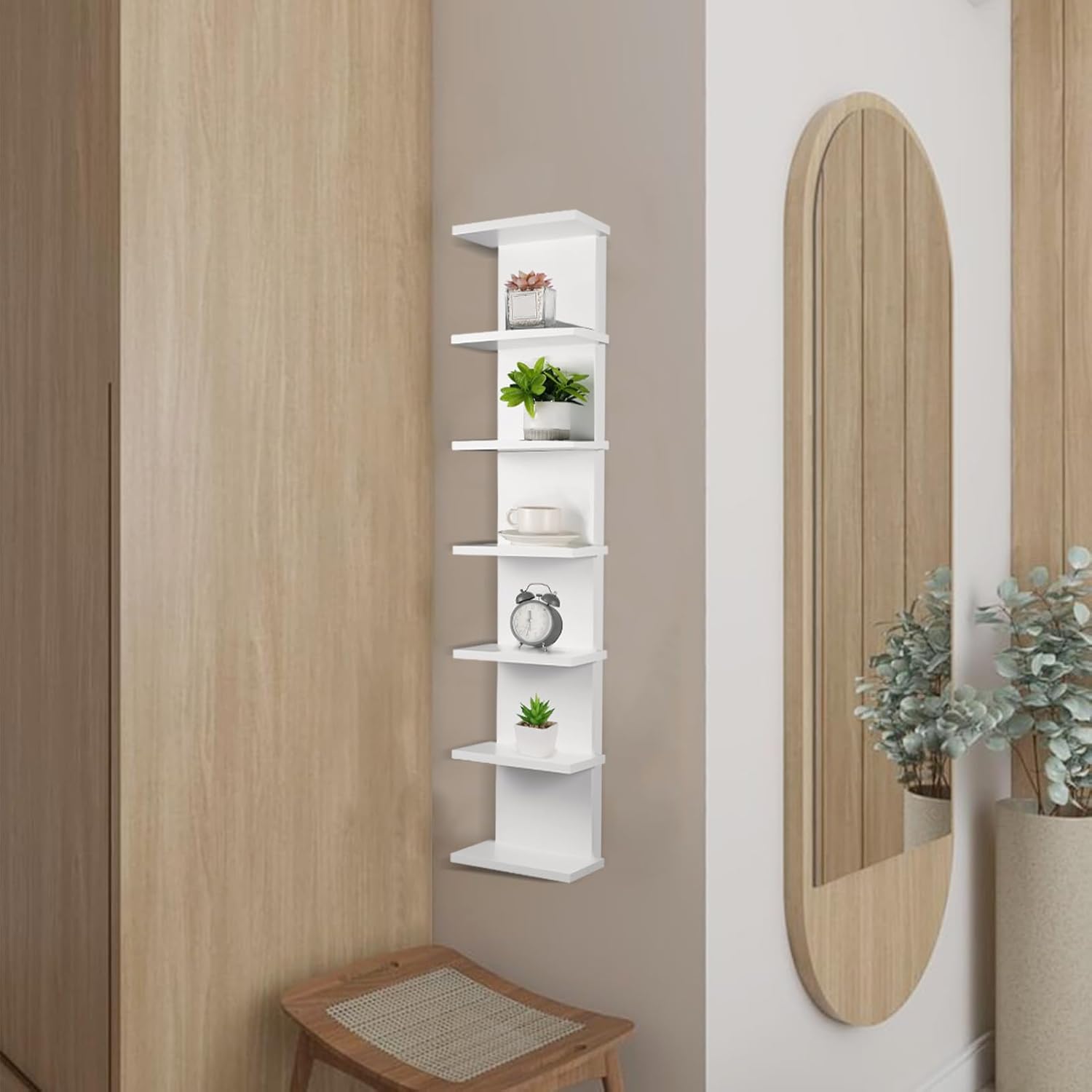 2 Pack 43 Inch 7 Tier Floating Wall Shelf for Compact Display and Storage - Image 6