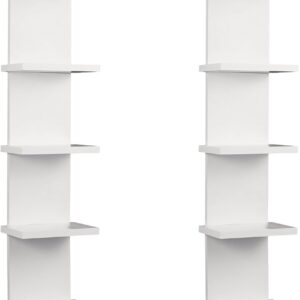2 Pack 7 Tier Wall Shelf Unit - 43" Lack Floating Shelf, Compact Display Floating Shelf, Vertical Column Wall Decor Mount Floating Storage Organizer Tall Tower Shelf for Bedrooms, Living Rooms