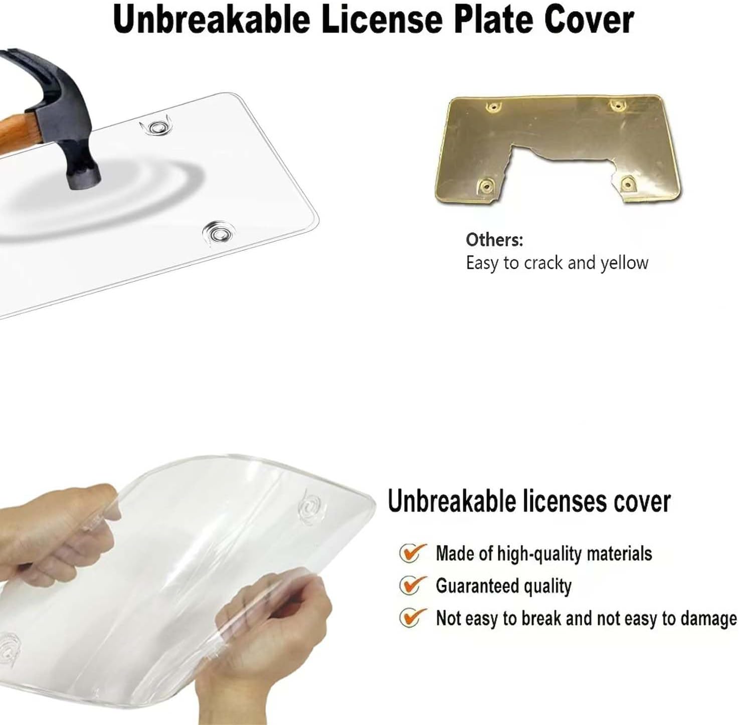 2 Pack Clear Acrylic License Plate Covers with Screw Caps for Standard US Plates - Image 5