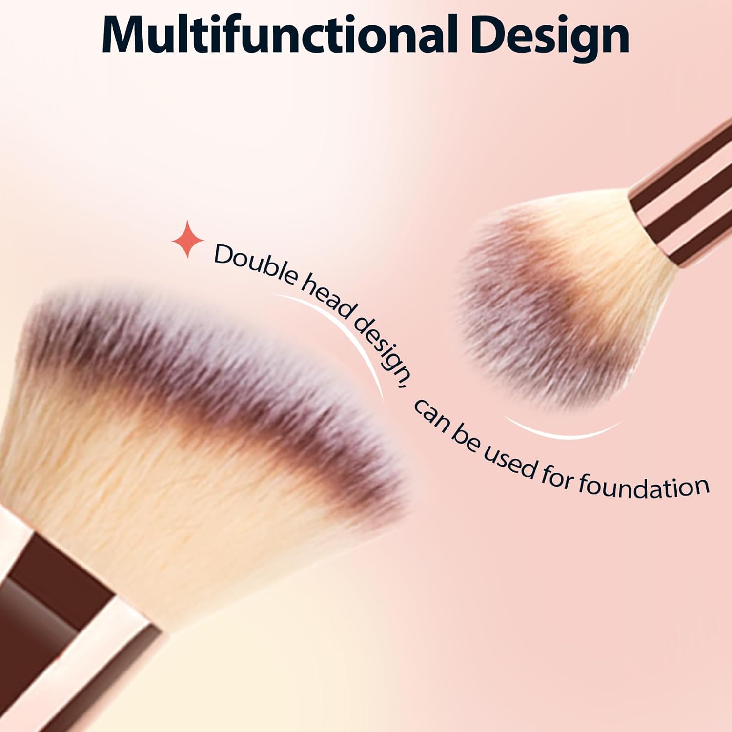 2-Pack Dual-Ended Makeup Brush Set Angled Foundation and Concealer Blending Contour - Image 2