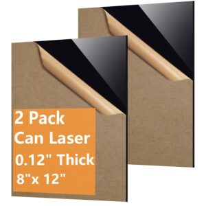 2 Pcs Black Acrylic Sheets for Laser Cutting 3mm 1/8 in Thick 8×12in Hard Acrylic Sheets with Protective Paper for Handcrafts Signs