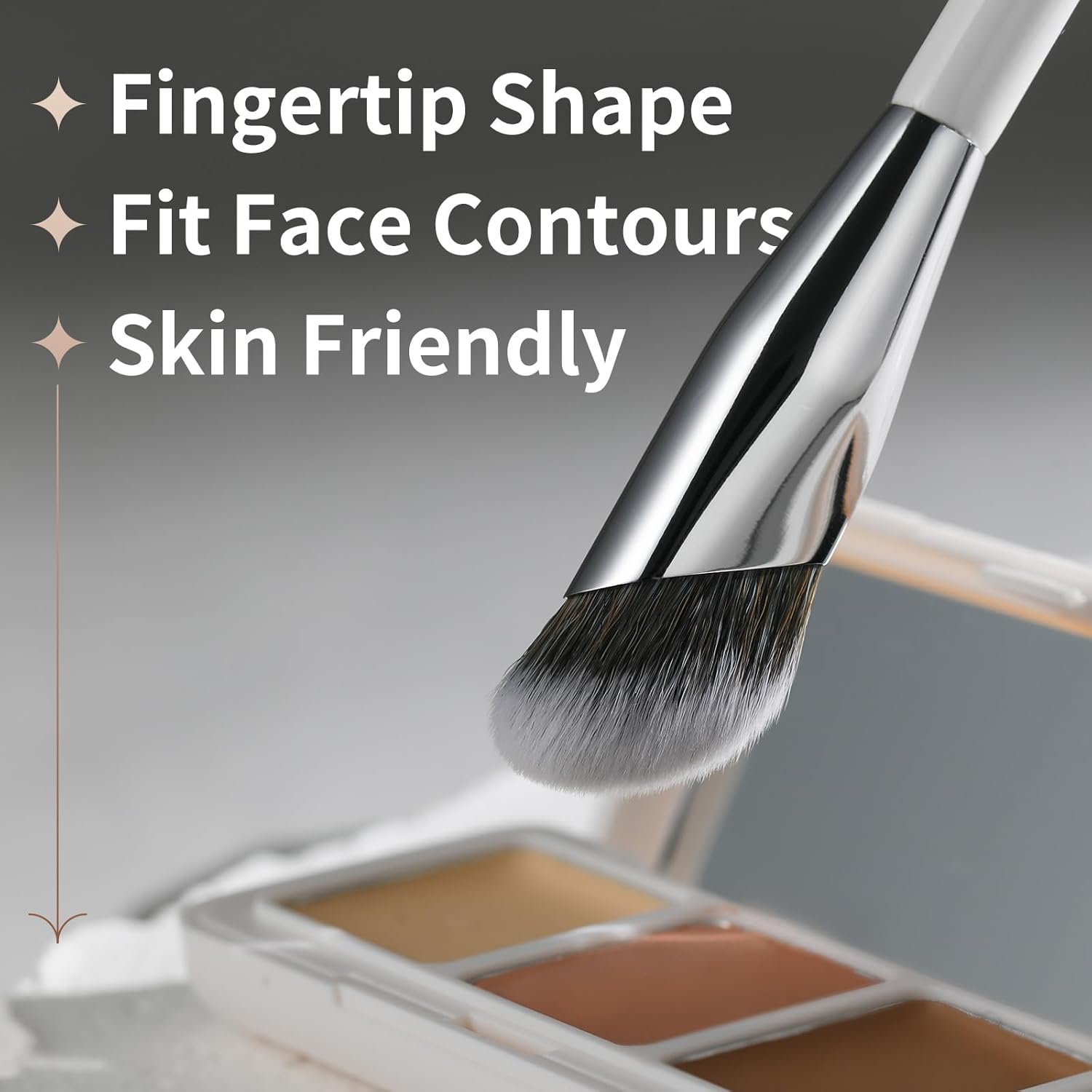 2 Piece Angled Makeup Brush Set for Liquid Foundation Cream and Eyeshadow Blending - Image 4