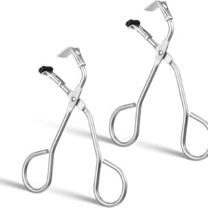 2 Pcs Mini Eyelash Curler for Ends, Silicone Eyelash Curler with Refill Pads Mini Lash Curler Eyelash Makeup Tool for Eyelashes for Dramatic Lash Look