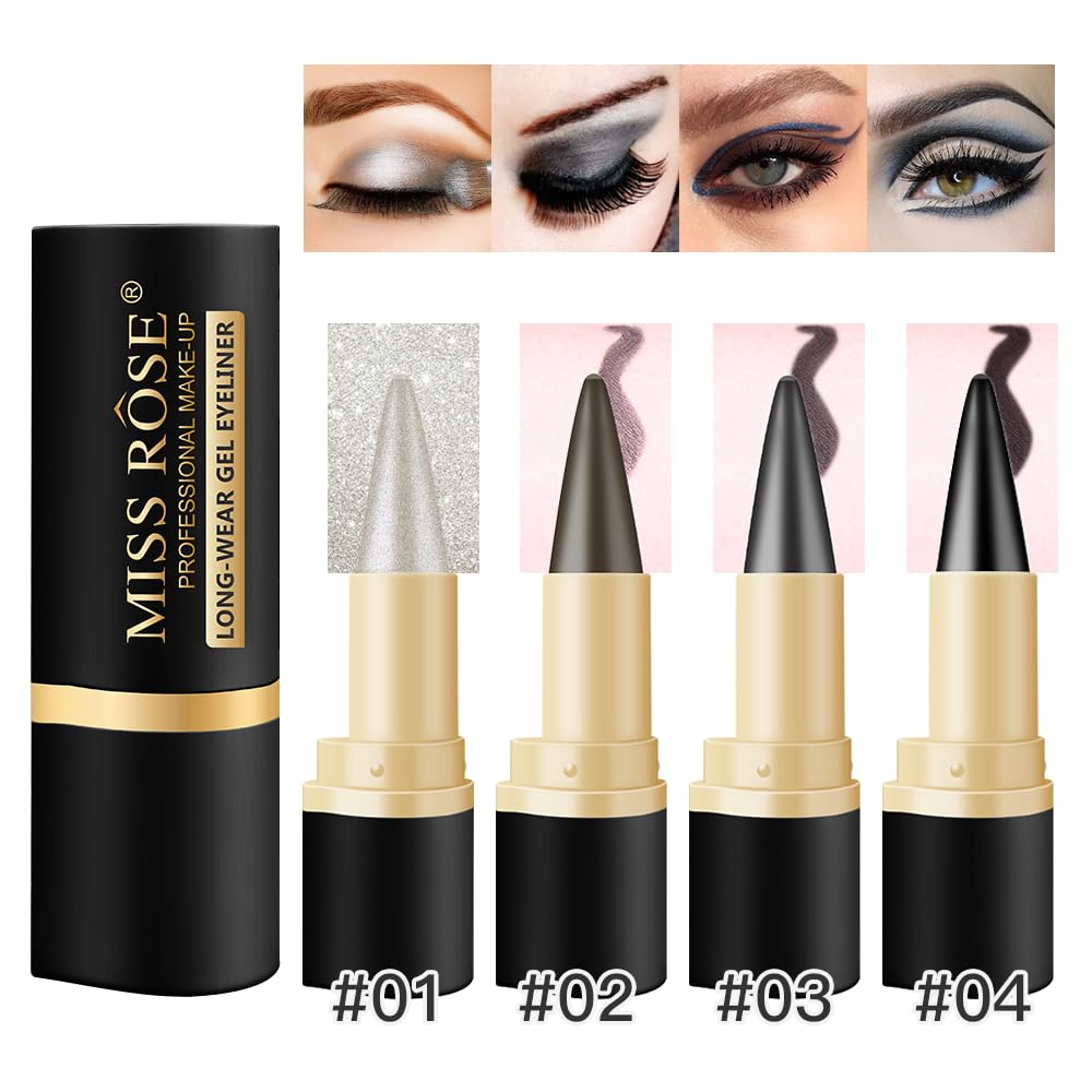 2-Piece Waterproof Matte Black Gel Cream Eyeliner Set for Women Smudge Proof Makeup - Image 9