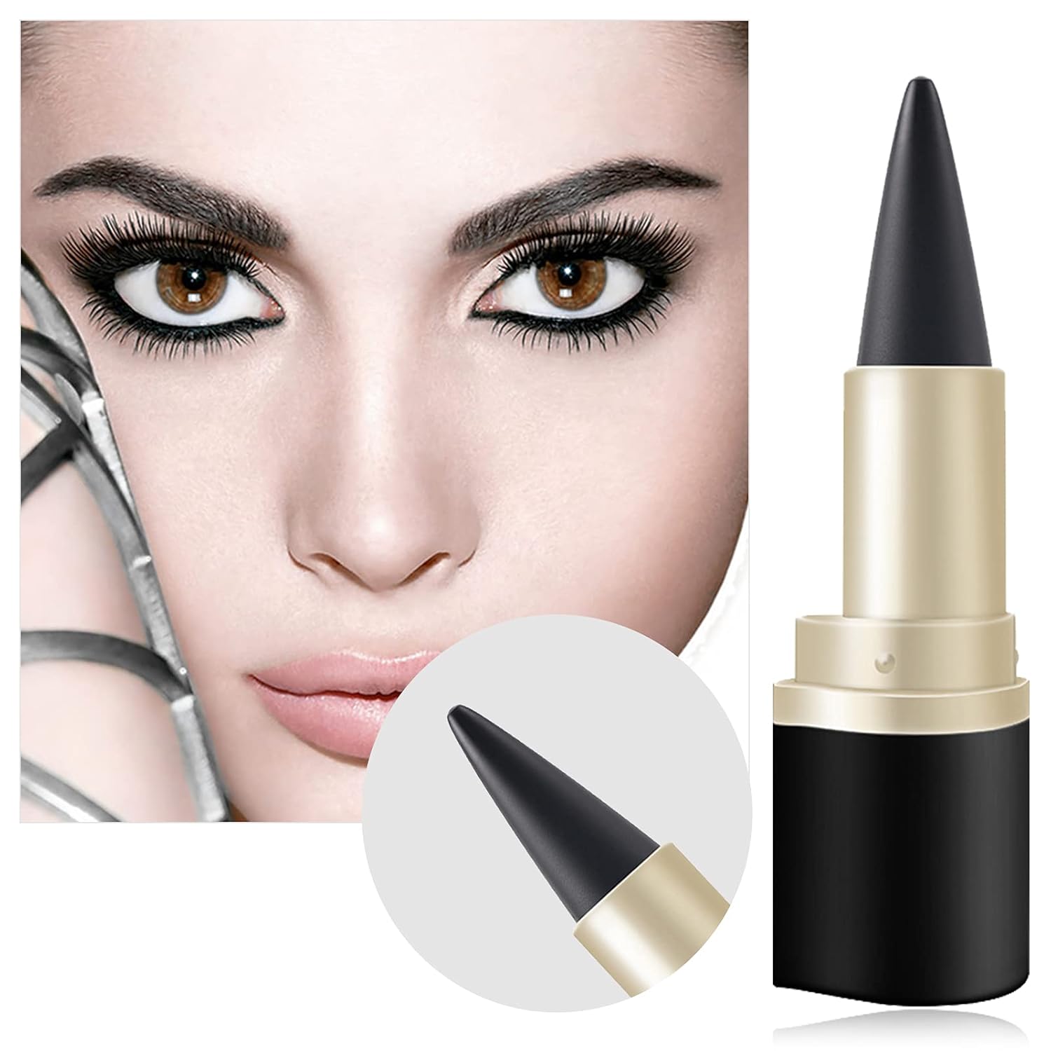 2-Piece Waterproof Matte Black Gel Cream Eyeliner Set for Women Smudge Proof Makeup - Image 6