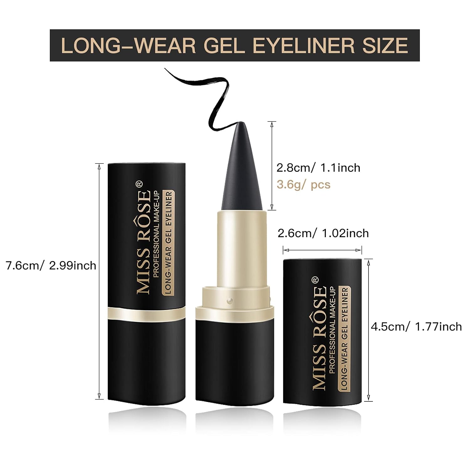 2-Piece Waterproof Matte Black Gel Cream Eyeliner Set for Women Smudge Proof Makeup - Image 2