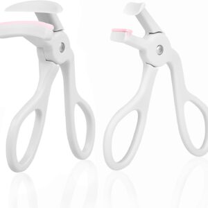 2 Style Eyelash Curler - Lash Curler with 2 Extra Silicone Replacement Pads, Achieve Perfect Curls in 5 Seconds - Quick Natural Curling for Long Lasting (Grey)