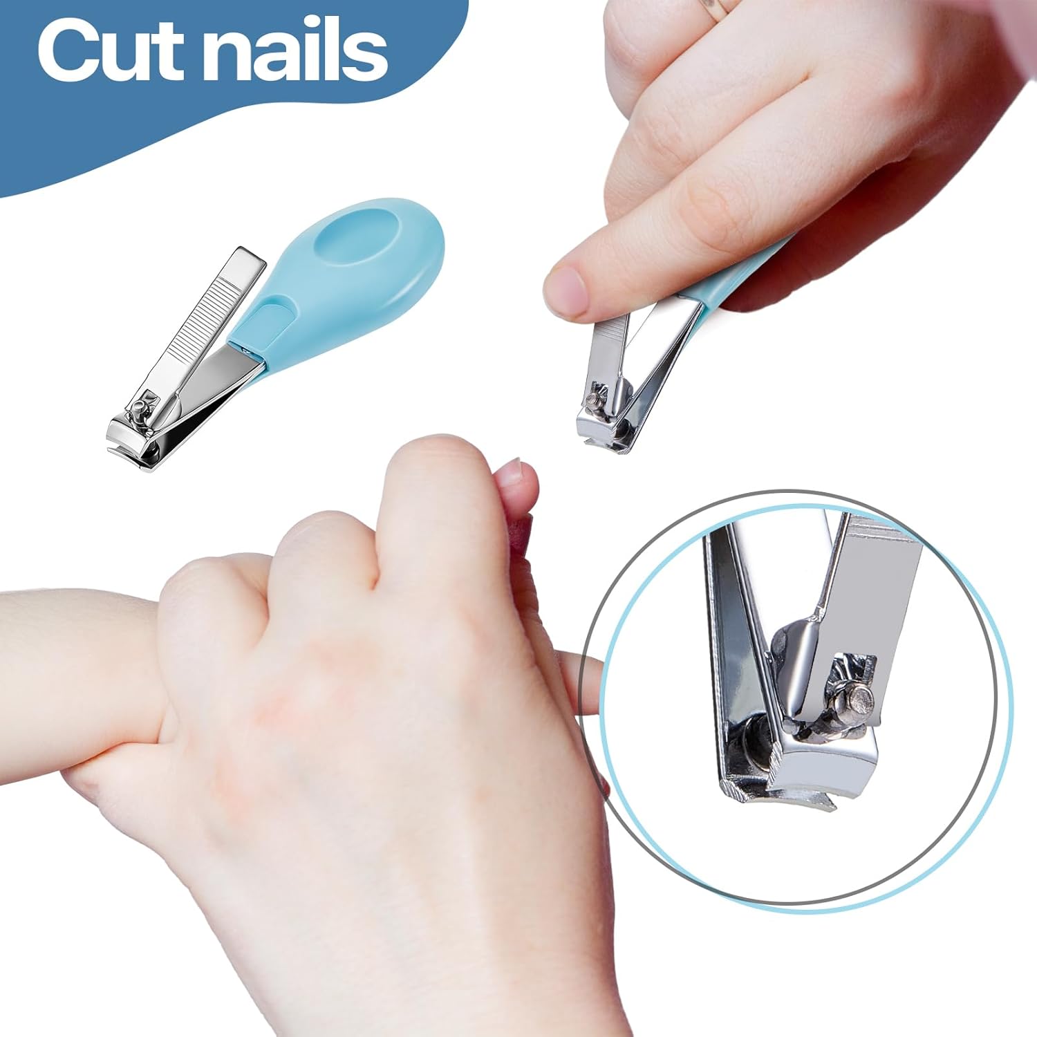 20 Piece Blue Infant Baby Nail Clippers Set Stainless Steel Foldable Trimmer - Image 2