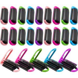 20 Pieces Travel Hair Brush Portable Folding with Mirror Mini Compact Hair Comb Collapsible Colorful Pocket Square Massage Brush for Family, School, Car, Bag