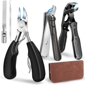 2025 Toenail Clippers for Thick Nails for Seniors, Nail Clippers for Men Angled Head, Toe Nail Clippers Slanted, Wide Jaw Opening with Catcher, Heavy Duty Ingrown Toenail Clippers Long Handle